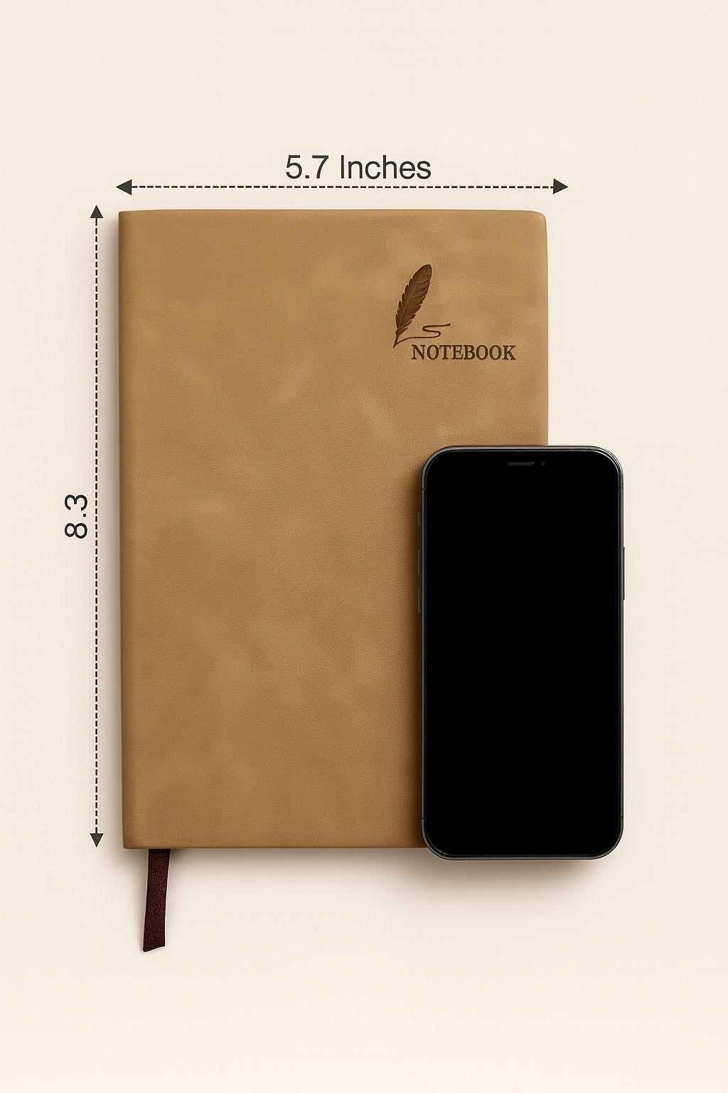 Set of 2 Lined Notebook A5. Color Light Brown. Free Shipping USA