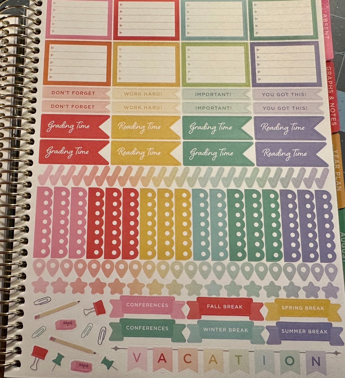 Erin Condren 12-Month Spiral Teacher Planner (Aug – Jul), 7”x9” Weekly