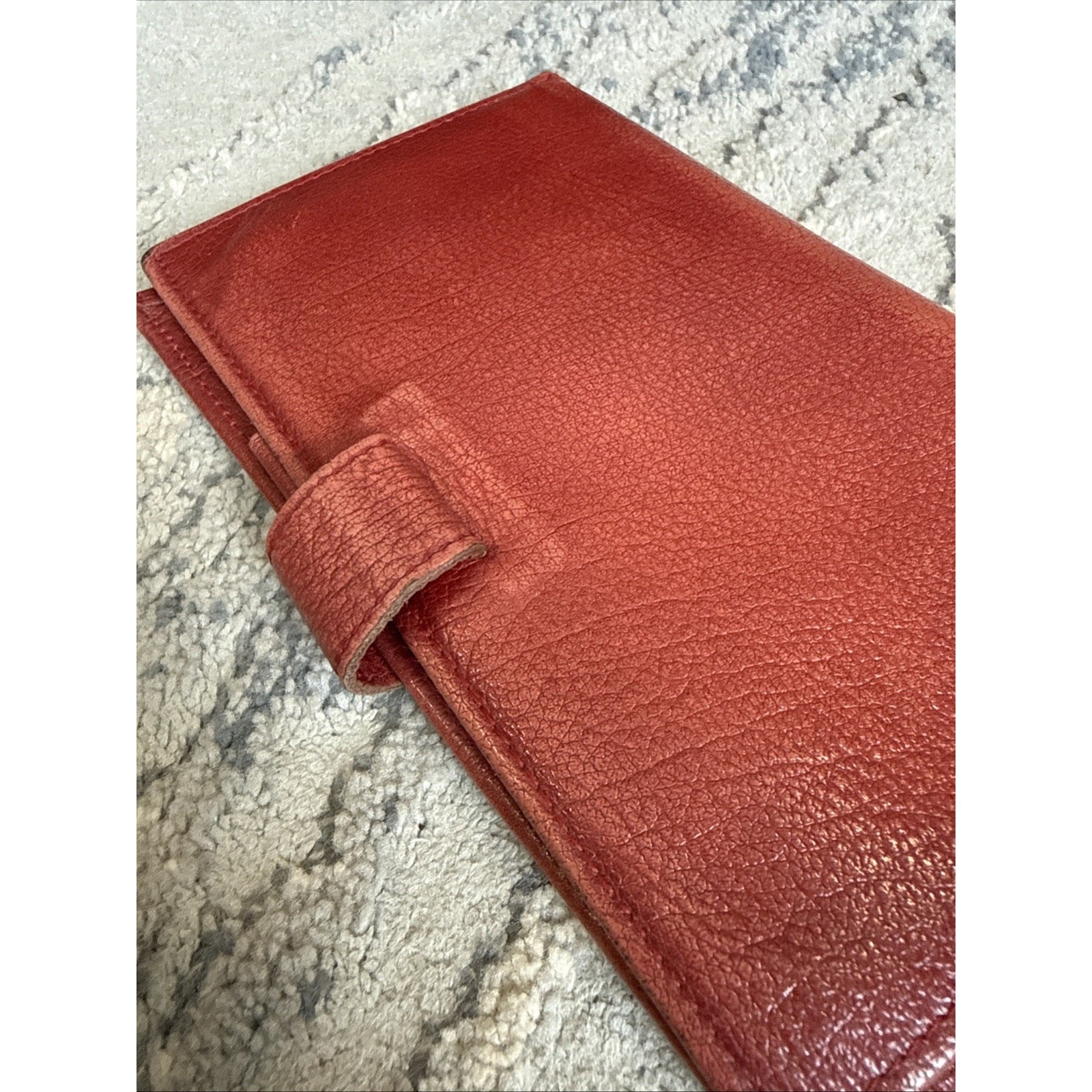 Vintage Pocket Day-Timer organizer Antique Calf Leather Red