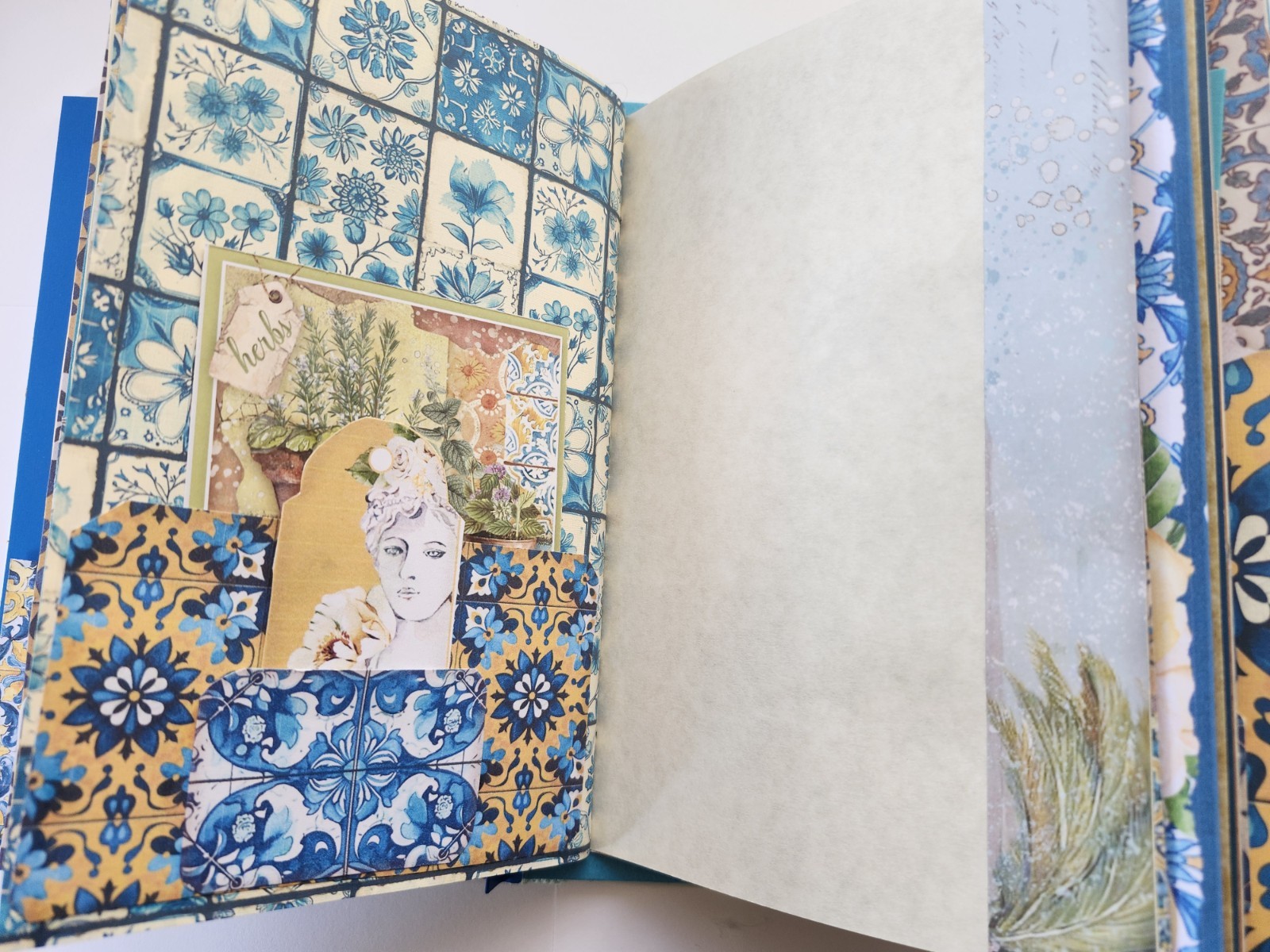 “ITALIAN RIVIERA” Handmade XL Journal Mediterranean Blues, Lemons Keepsake 96pgs