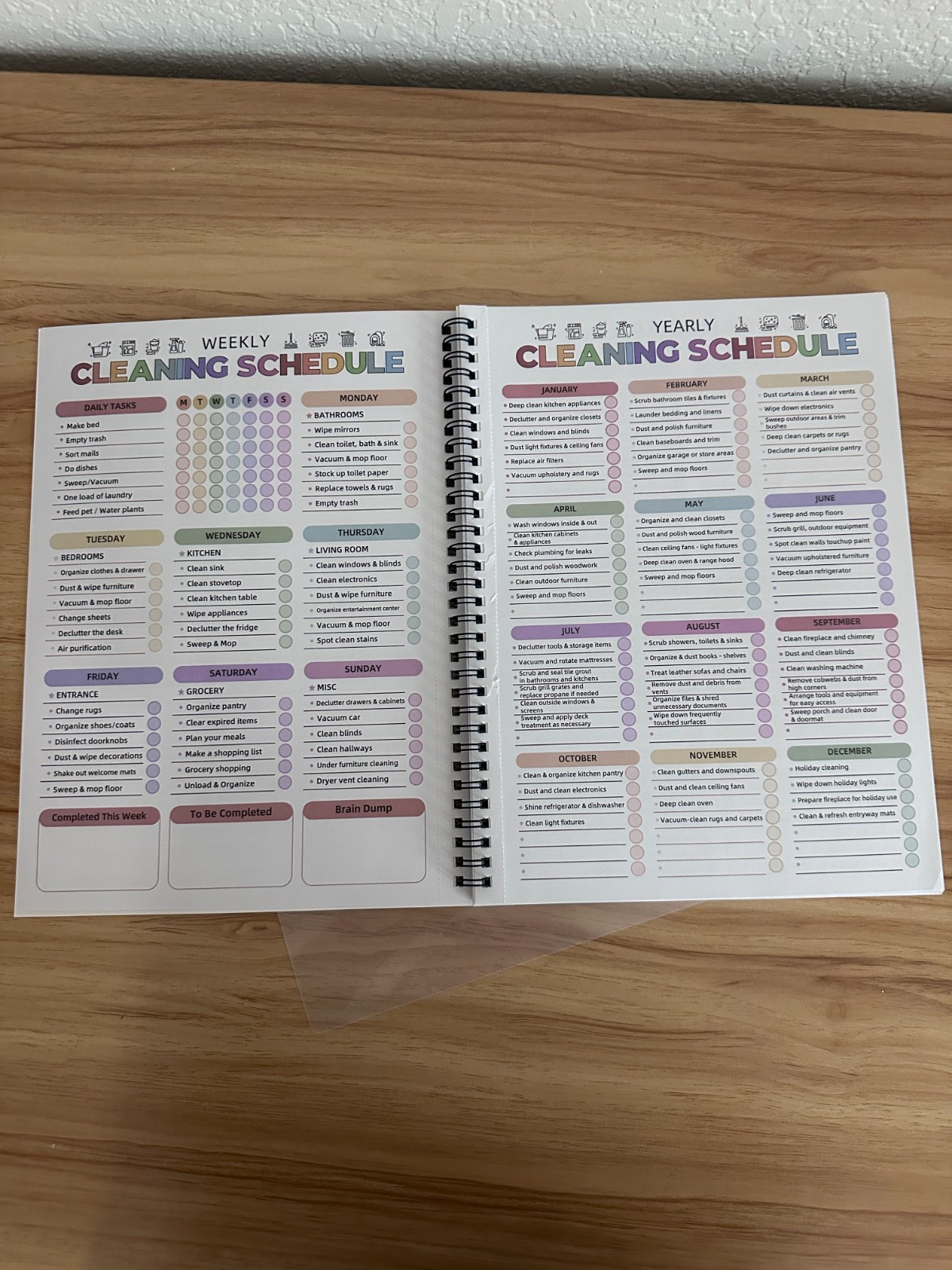 ADHD Spiraled Cleaning Planner Reusable Open Box