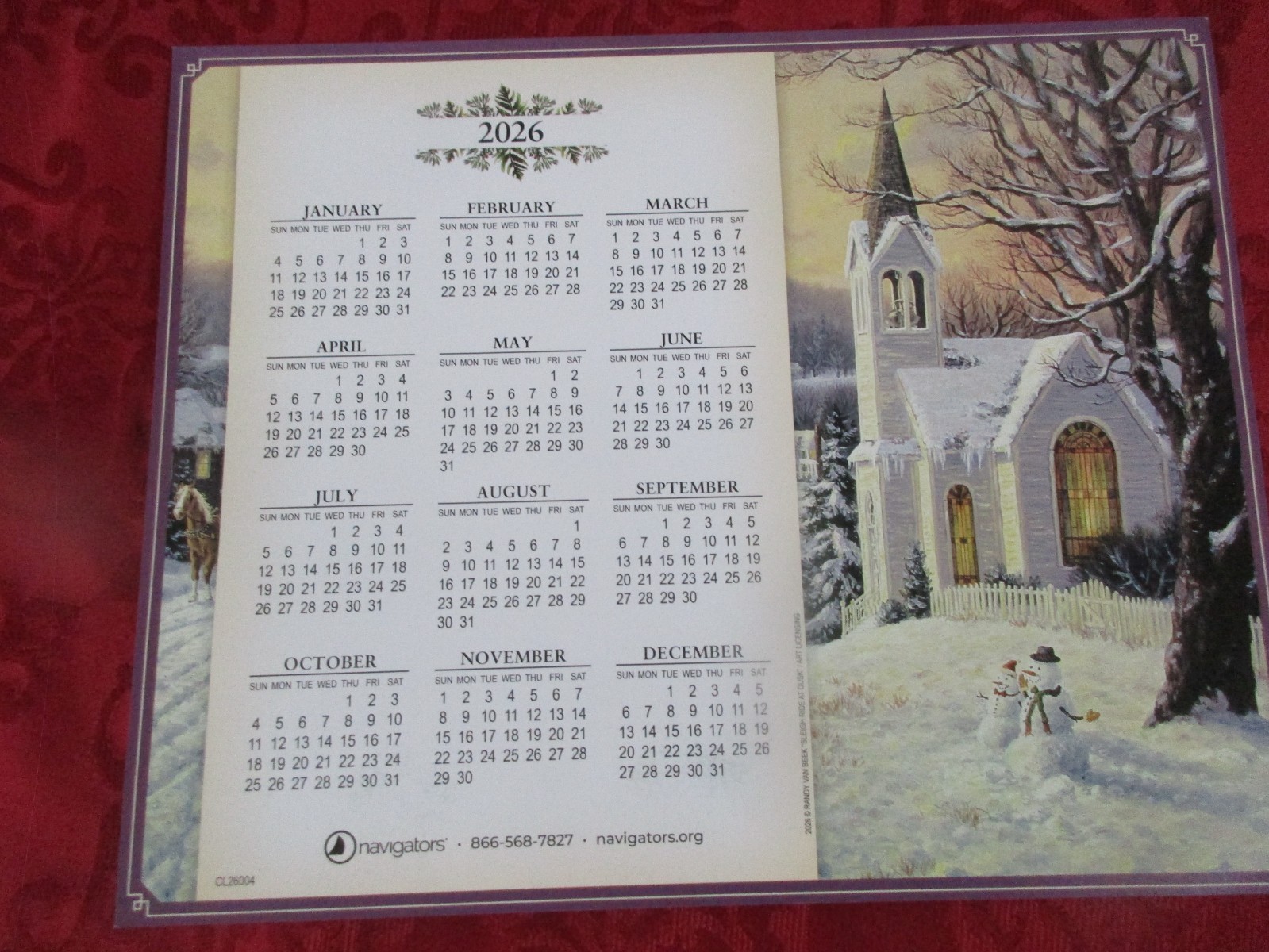 Navigators – 2026 Holiday Christmas Calendar Card – 12 Months
