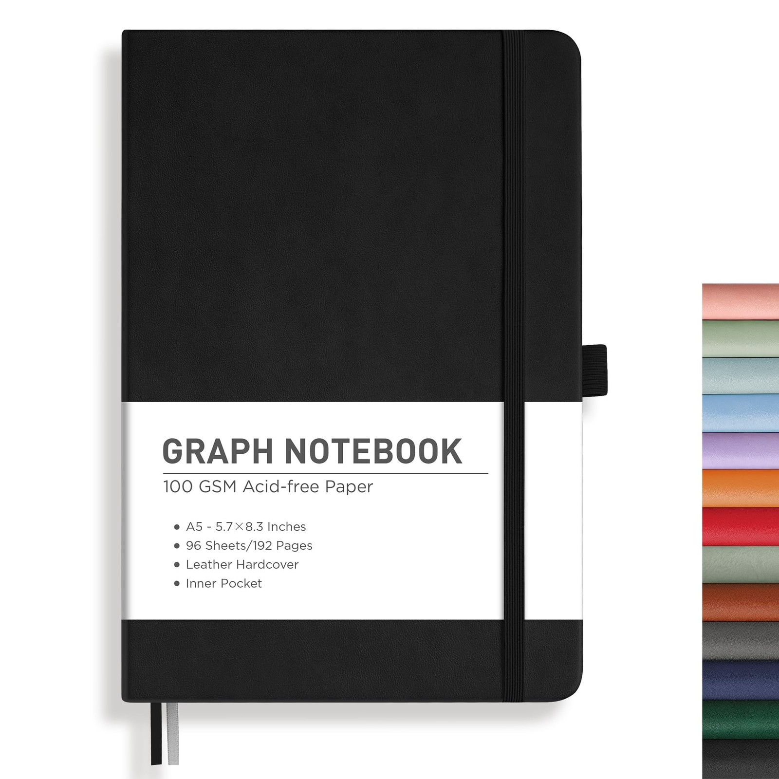 RETTACY Graph Grid Paper Notebook, 192 Pages, A5 Medium Size 5.7 x 8.3, 5 Squ…