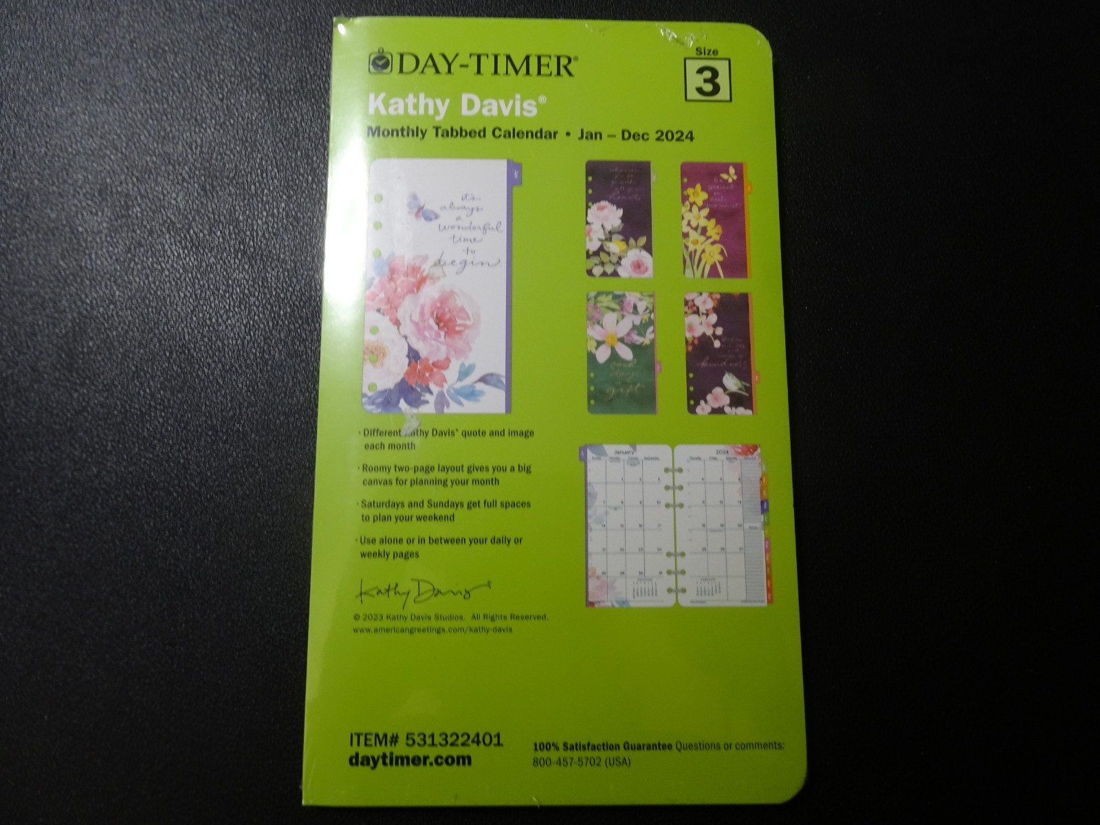 DayTimer Kathy Davis 2-Pg-per-Mo 3-3/4″ x 6-3/4″ Jan-Dec 2024 Tabbed Calendar