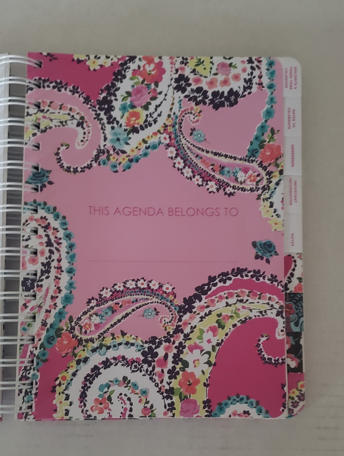 VERA BRADLEY Undated 12 Month Planner Wildflower Paisley Fuchsia Stickers Pink