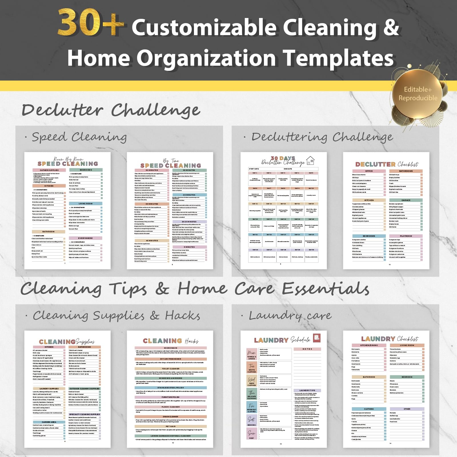 ADHD Cleaning Planner, Weekly A4 – 28.5cm × 21cm (11.22 × 8.27 inches), Gold