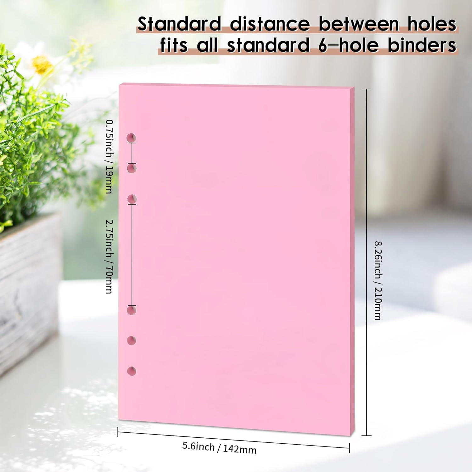 Blank Refill Paper, A5 Planner Inserts,Colorful Unruled Pages for Size 6-Ring Bi