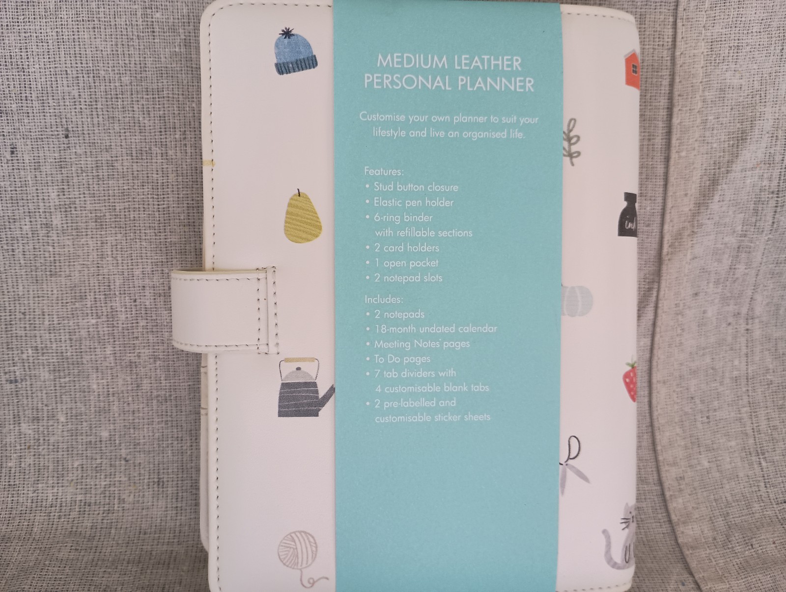 NIB Kikki K White Blue Nature Leather Personal Planner Notebook Calendar