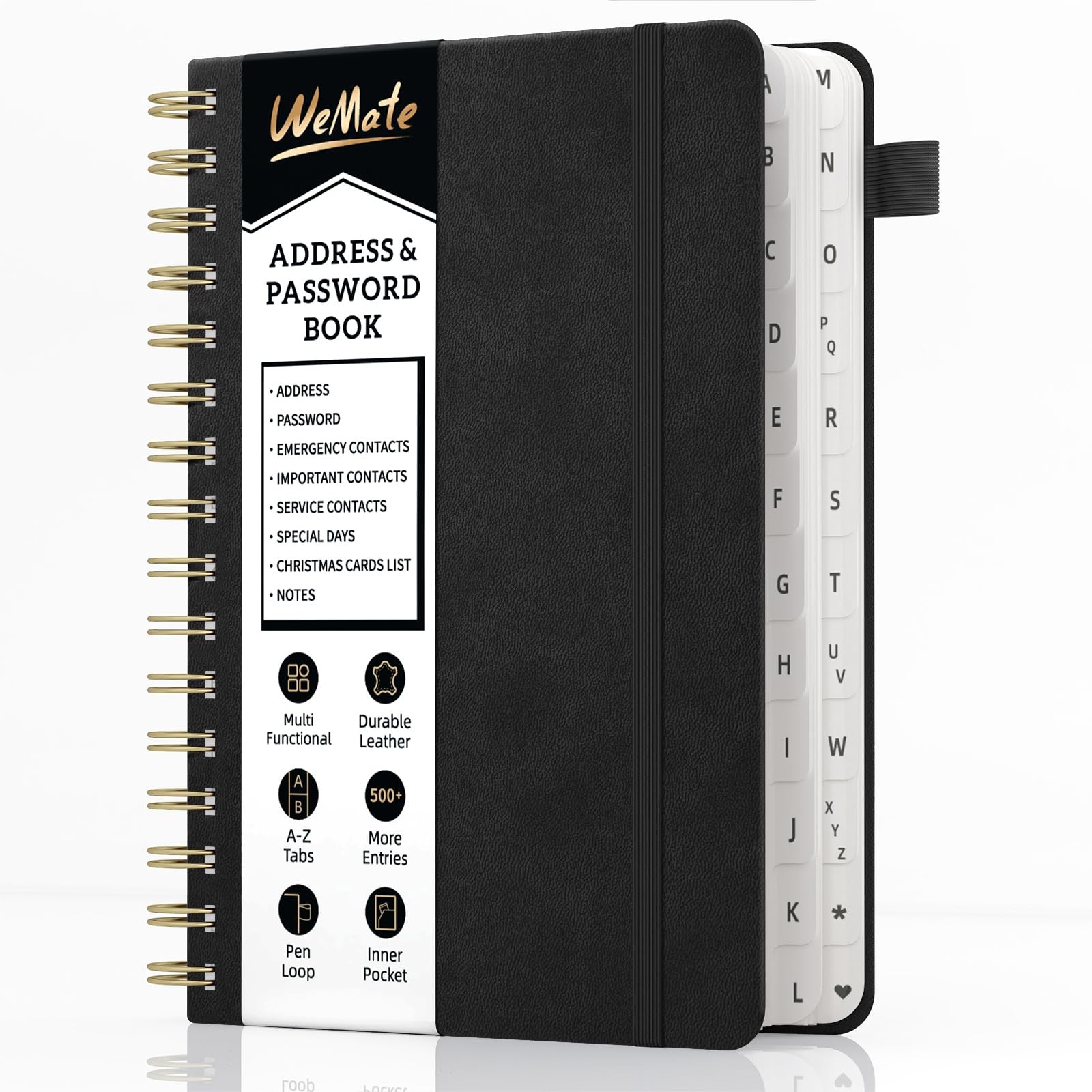 Address Book Alphabetical Tabs Leather Password Book Organizer 5.8×8.2 Inches 14