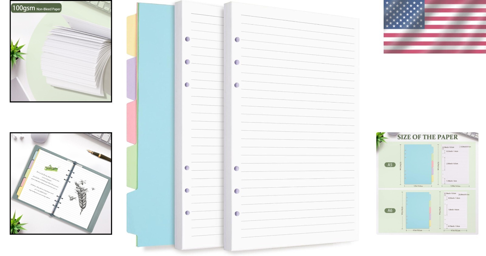 Versatile A6 Lined Refill Paper and Dividers for Daily Planner Organization