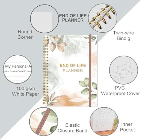 End of Life Planner: Final Arrangements Organizer & Will Prep, Rose Leaf Design