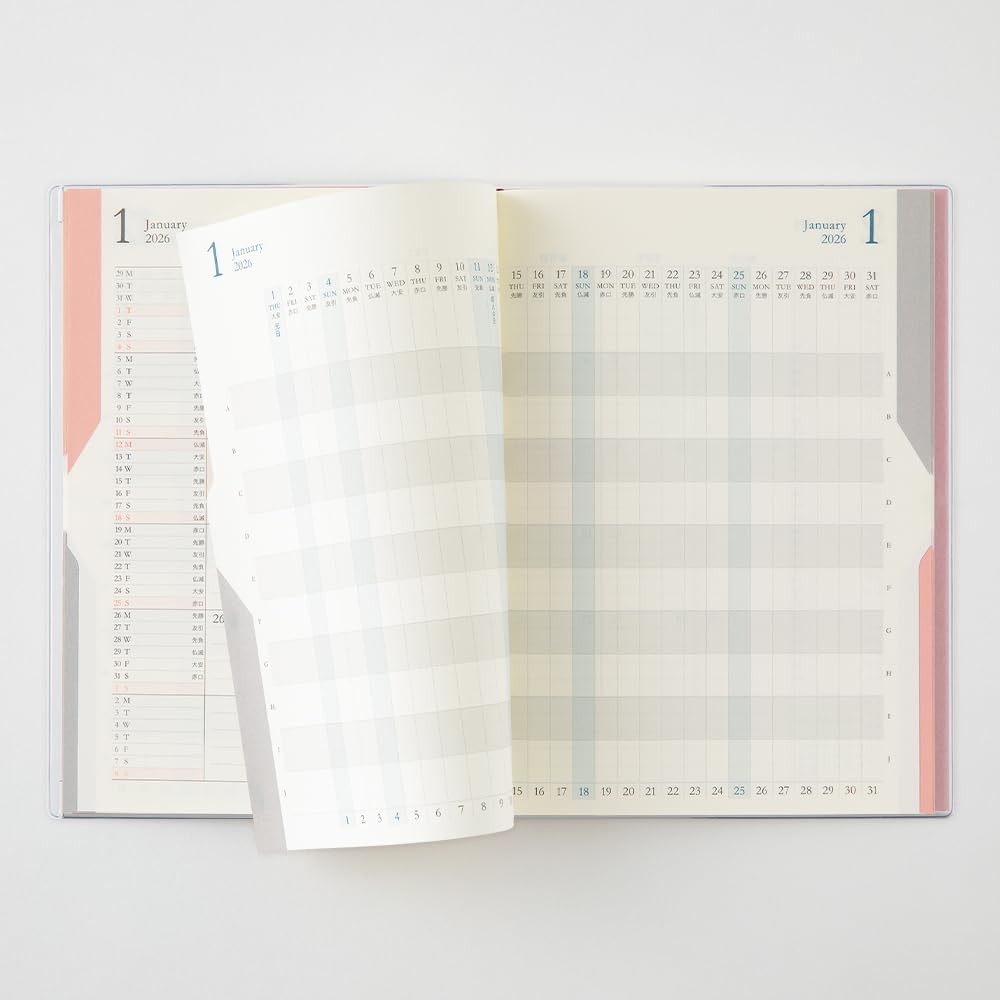 DESIGNPHIL midori Planner 2026 B6 Monthly Progression Light Pink