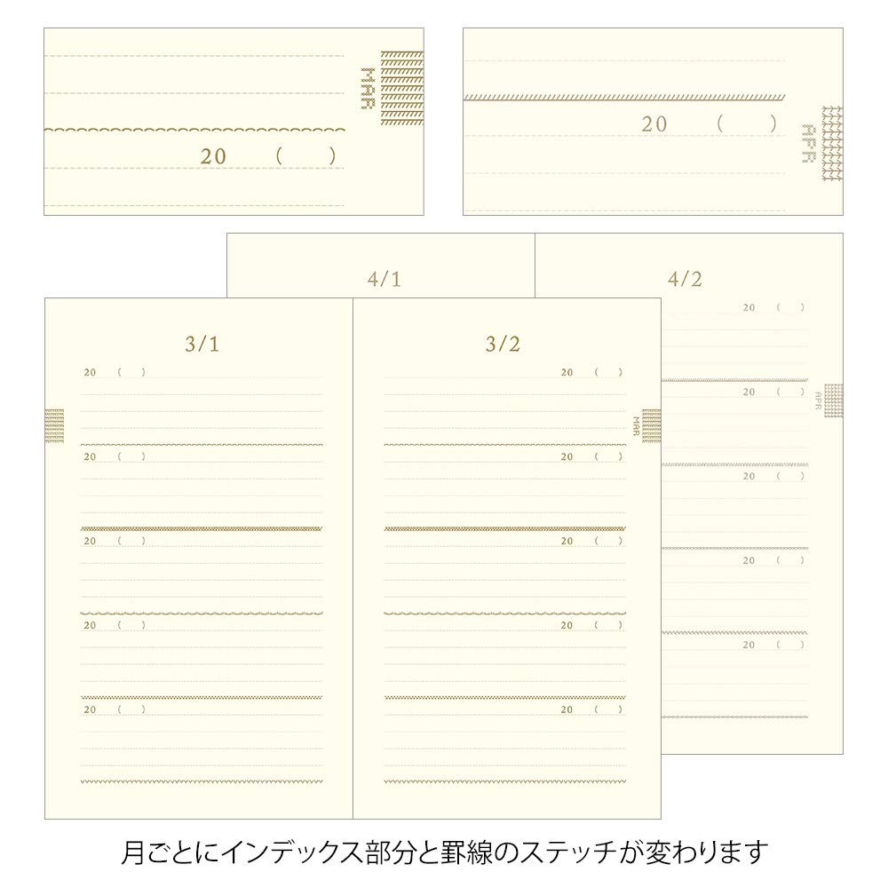 DESIGNPHIL 12883006 Diary, 5 Years Consecutive Embroidery, Floral Print, Beige