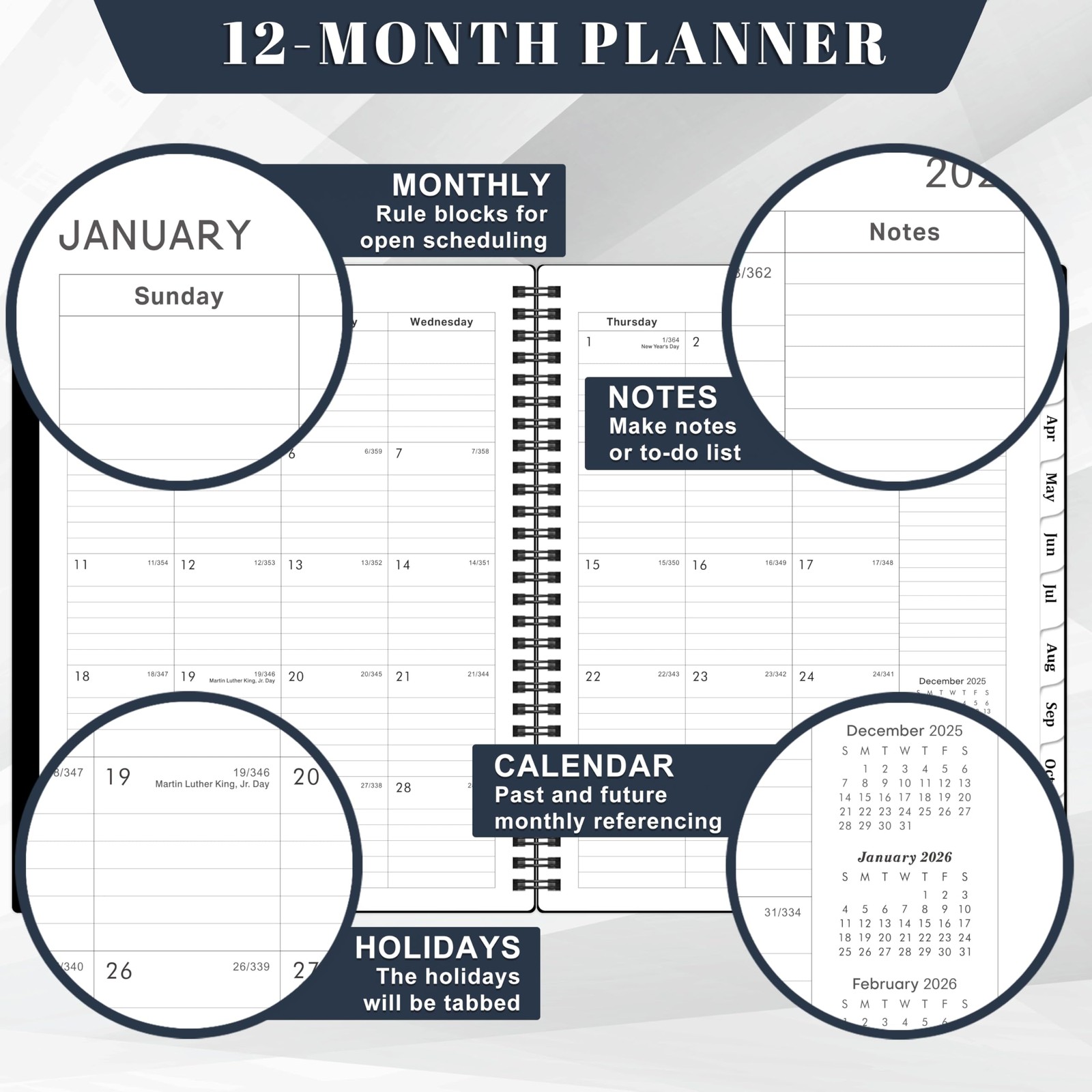 2026 Planner – 8” × 10”, Planner Weekly and Monthly 2026, from JAN to DEC 2026,
