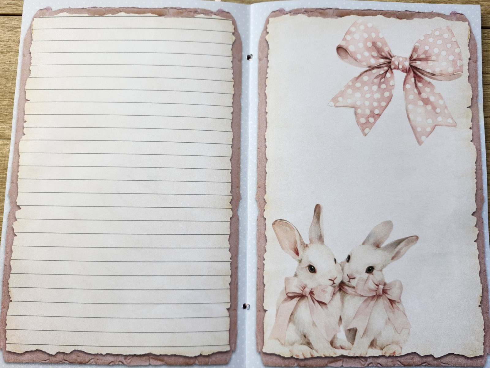 Junk Journal Blank Booklet “COQUETTE PRINCESS” Handnade Pink Bows Puppies LG