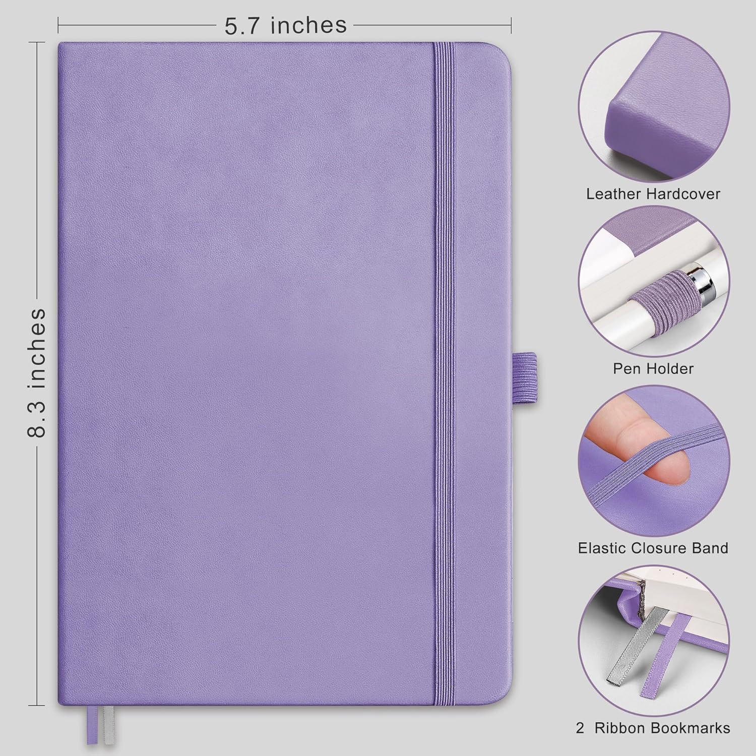 Lined Journal Notebook, 2-Pack, 192 Numbered Pages per Pack, A5 Medium Size (5.7