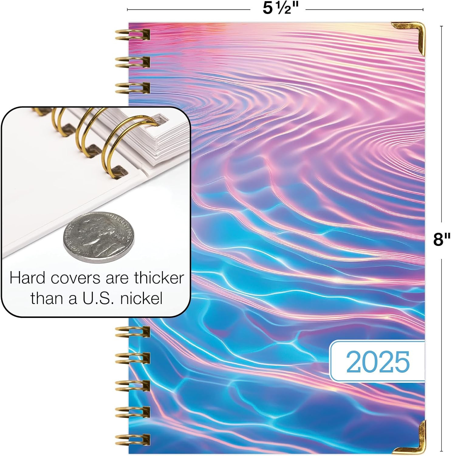 HARDCOVER 2025 Planner, 5.5″X8″: 14 Months (November 2024 – December 2025), Dail