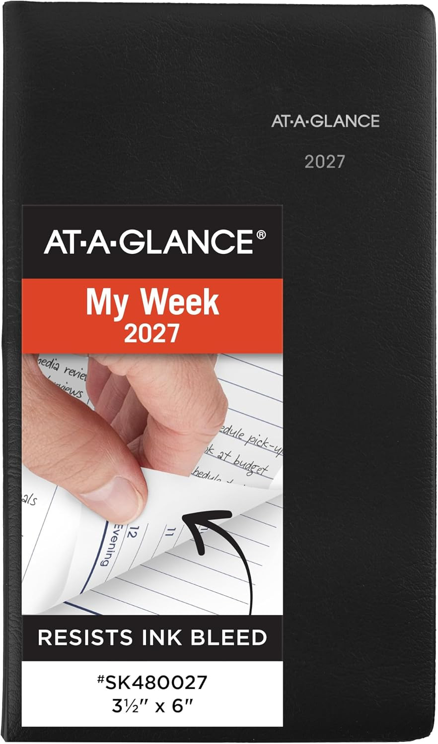 2027 Dayminder Pocket Planner, Weekly, 3.5″ x 6″, Black (SK480027)
