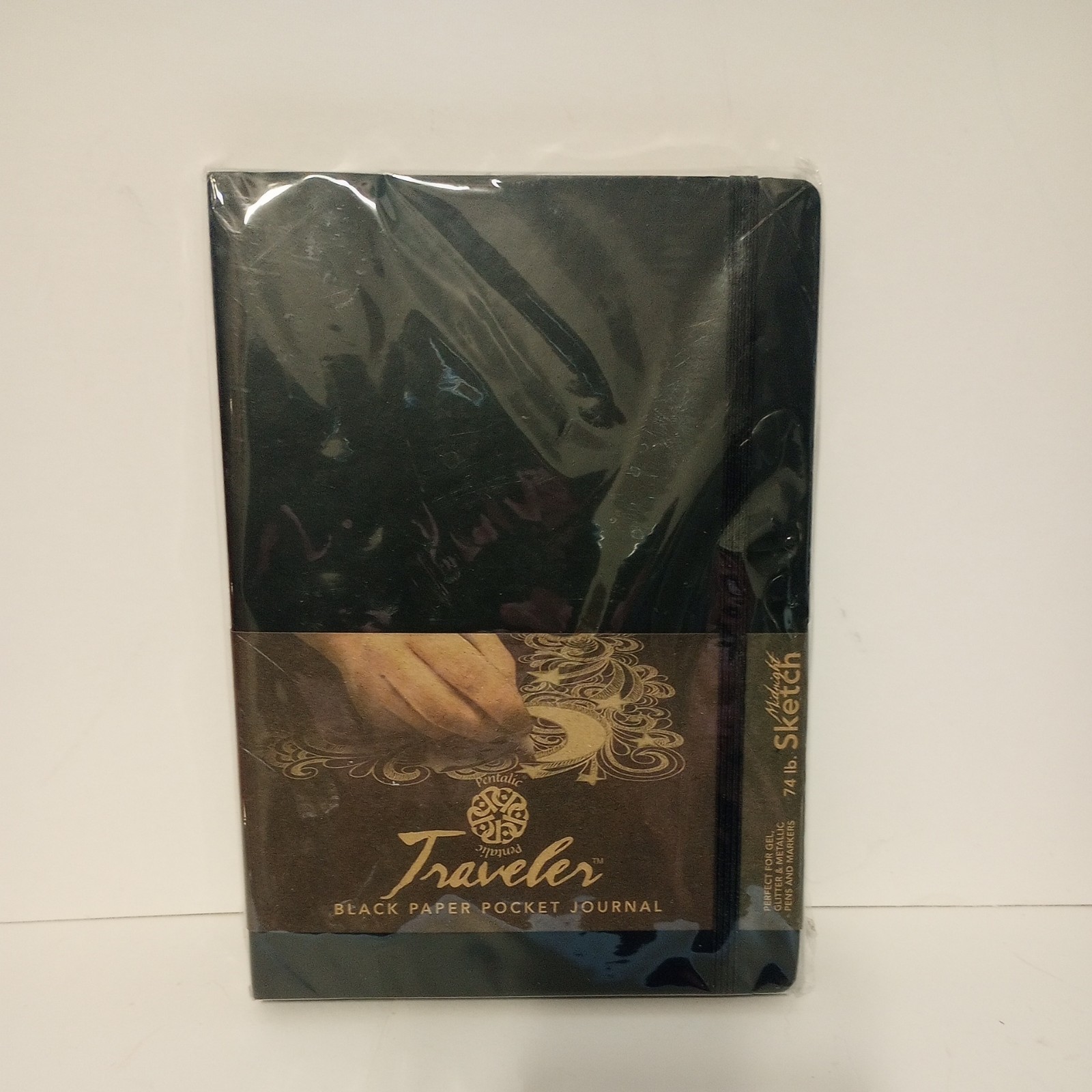 Pocket Journal Pentalic Traveler Black Paper 8×6” 160 acid-free black pages