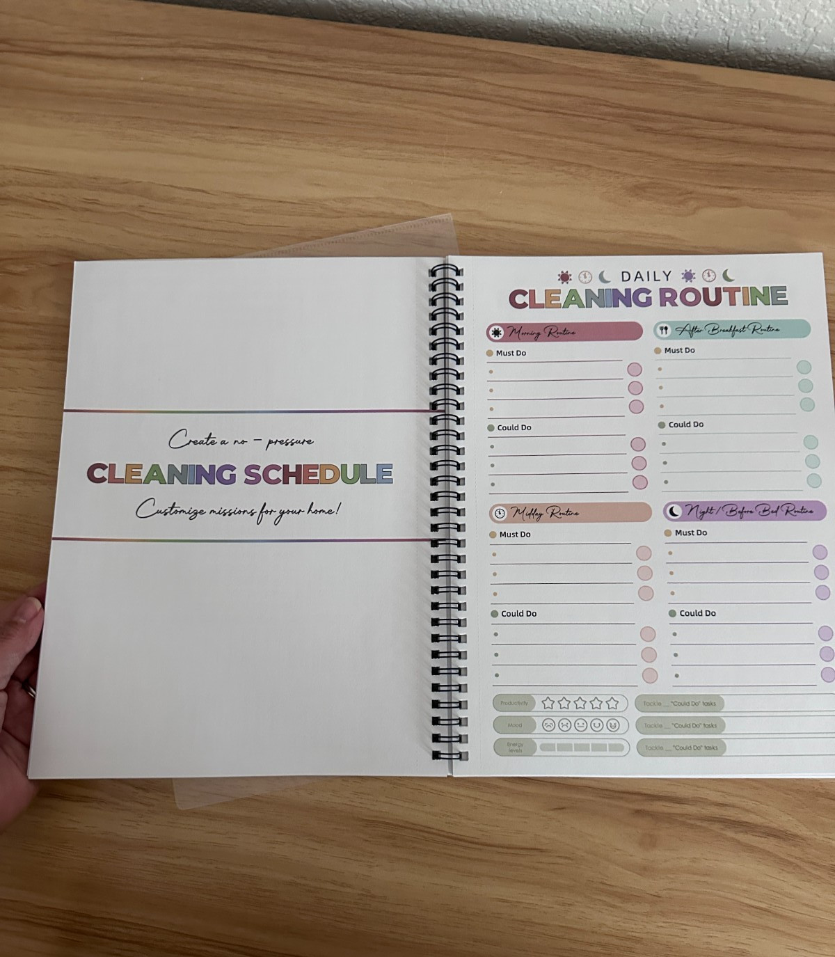 ADHD Spiraled Cleaning Planner Reusable Open Box
