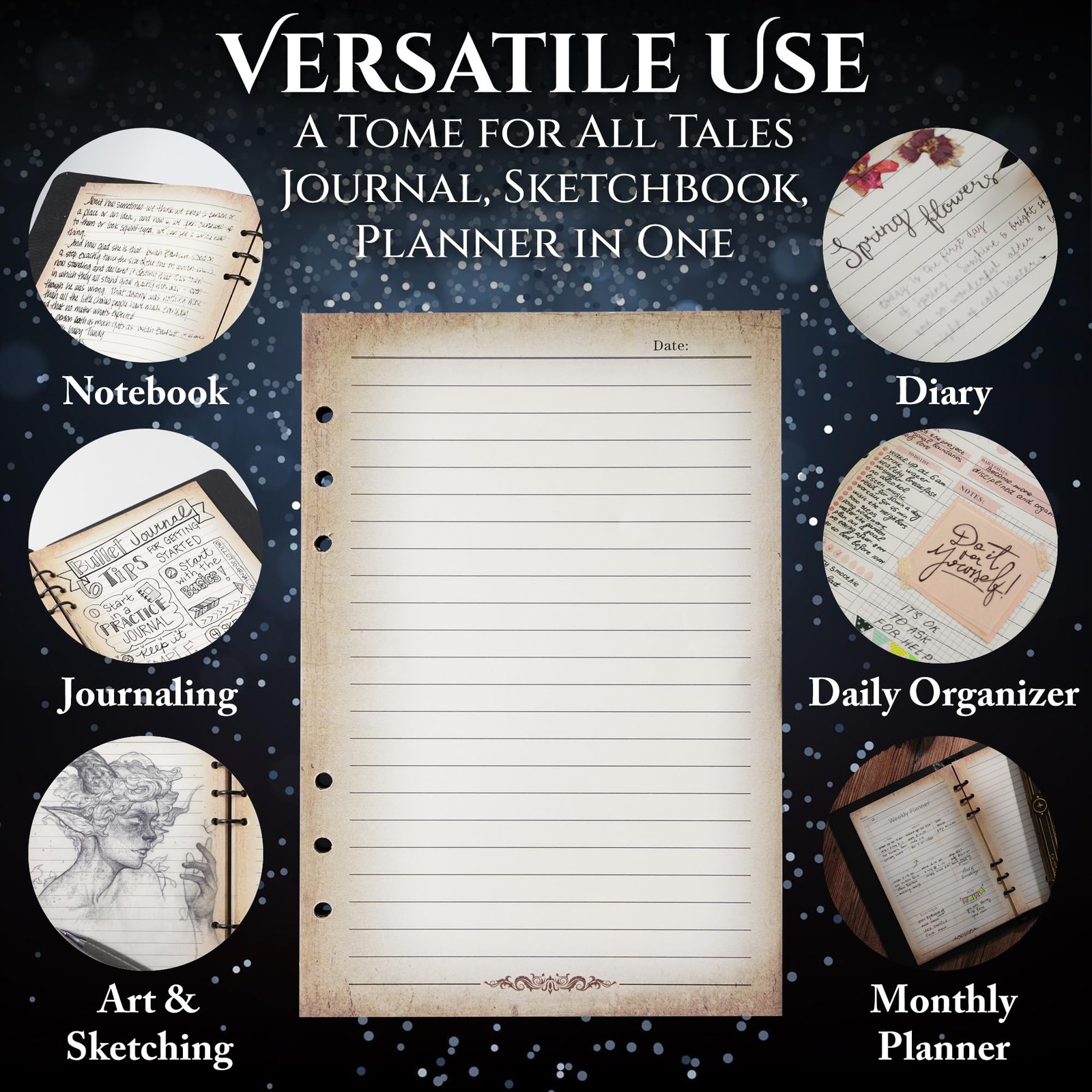 StoryForge Binder Refill: A5 DND Notebook Journal – 100 Sheets (200 Pages) wi…