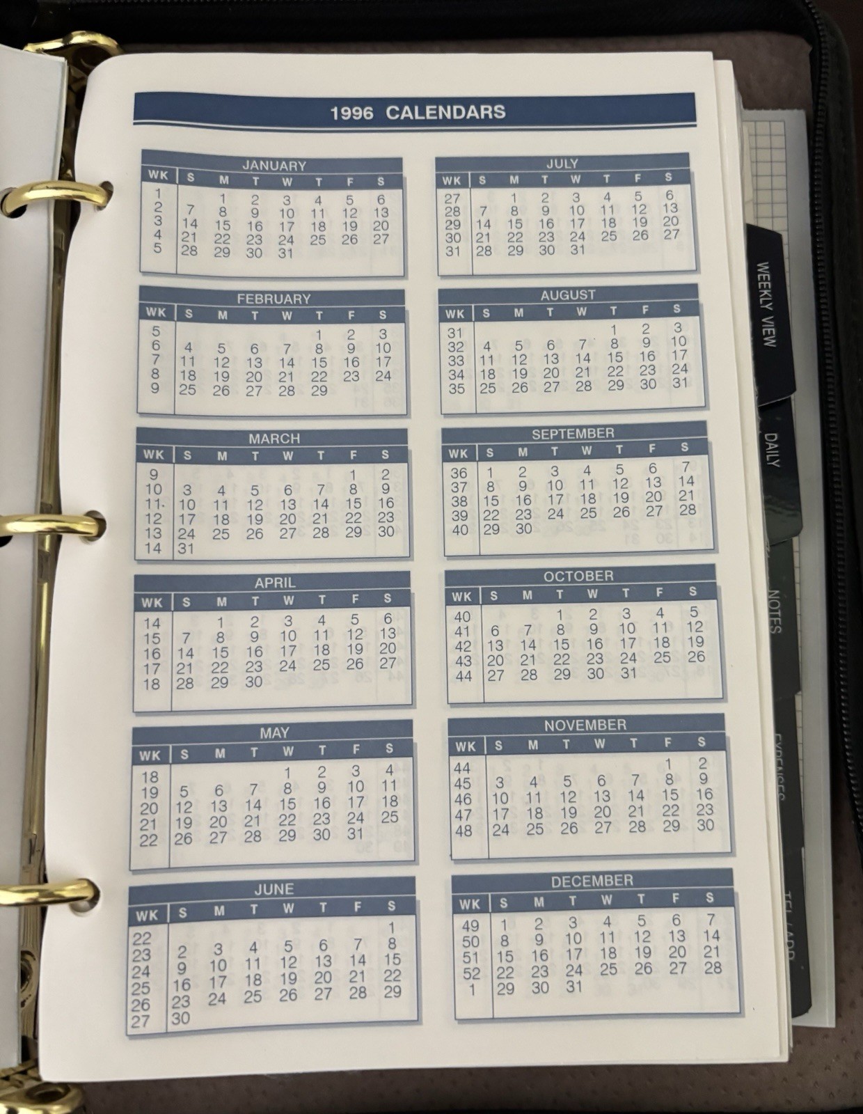 Vtg Winslow Business Planner Black 8×10 3 Ring 1997 Unused Inserts *BROKEN ZIP*