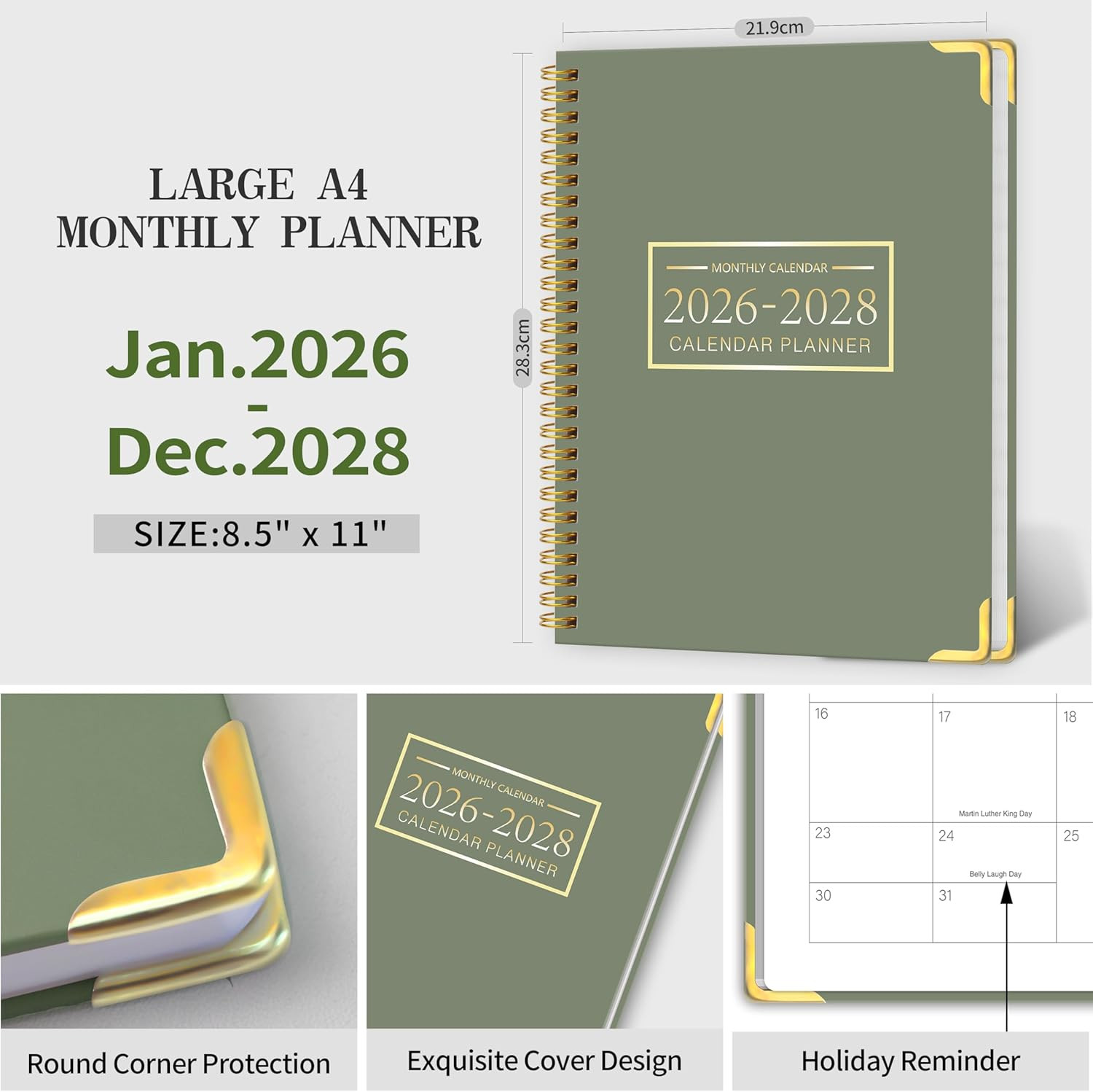 2026-2028 Monthly Planner – 3 Year Monthly Planner 2026-2028, Jan. 2026 – Dec