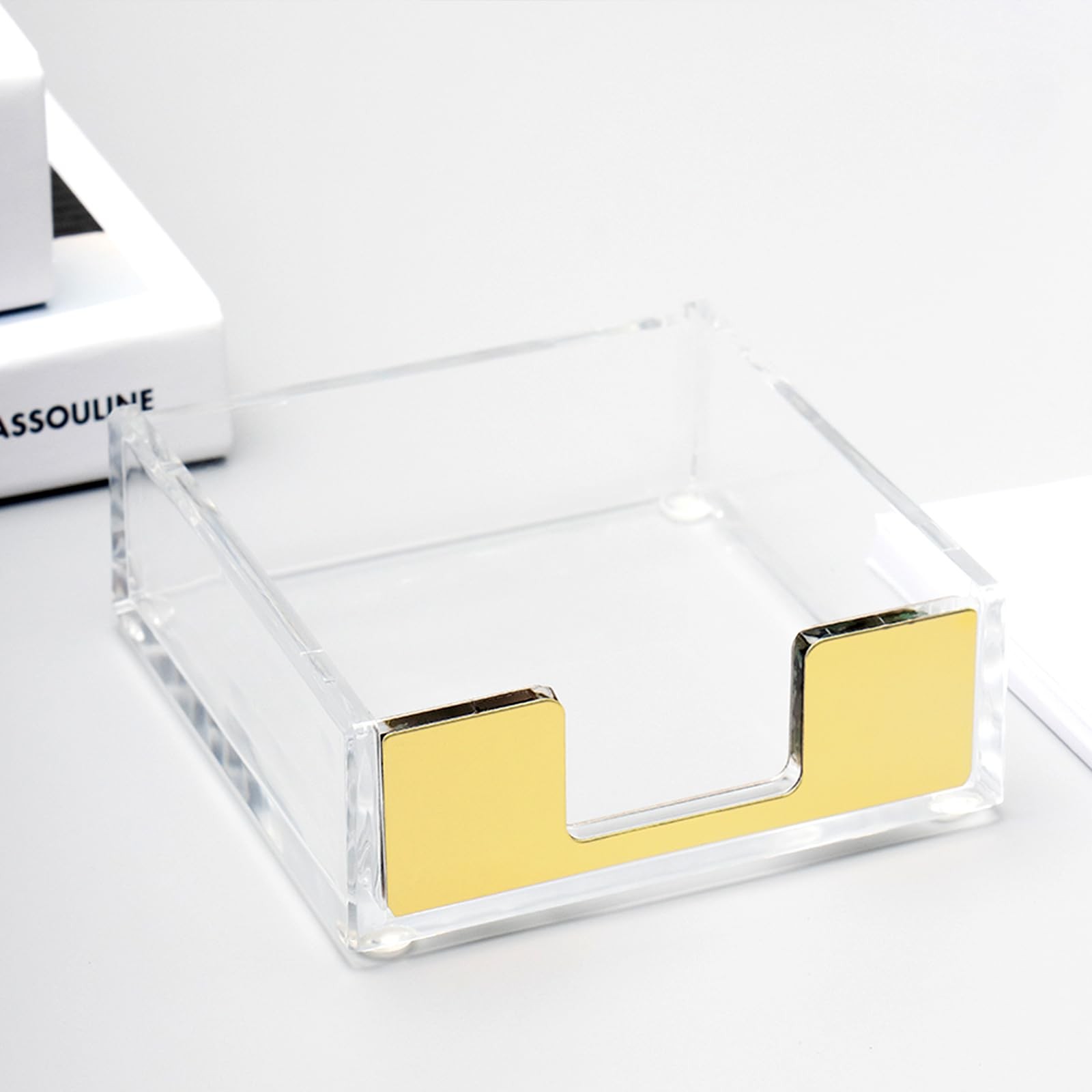 NatSumeBasics Gold Sticky Note Holder Clear Acrylic Yellow Pure Tone