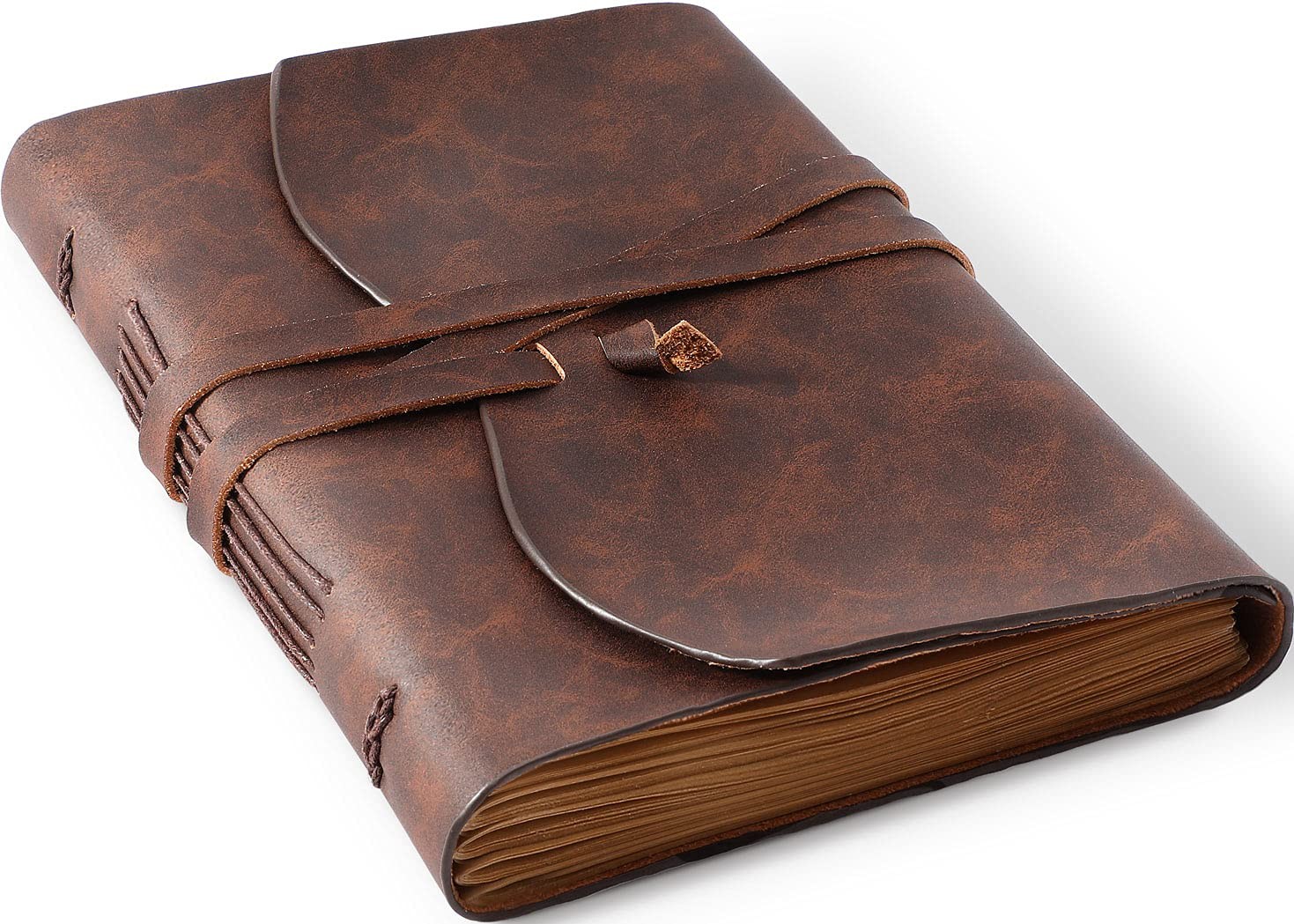 Hotcinfin Leather Bound Journal for Men/Women, Rustic 6X8 Inch, dark brown