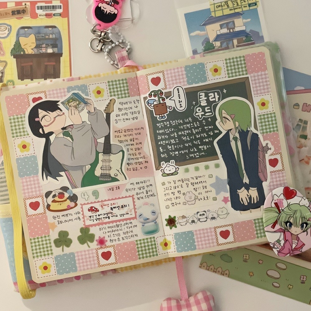 Colorful Patchwork A6 Notebook Cover Handmade Kawaii Cute Planner Diary Journal