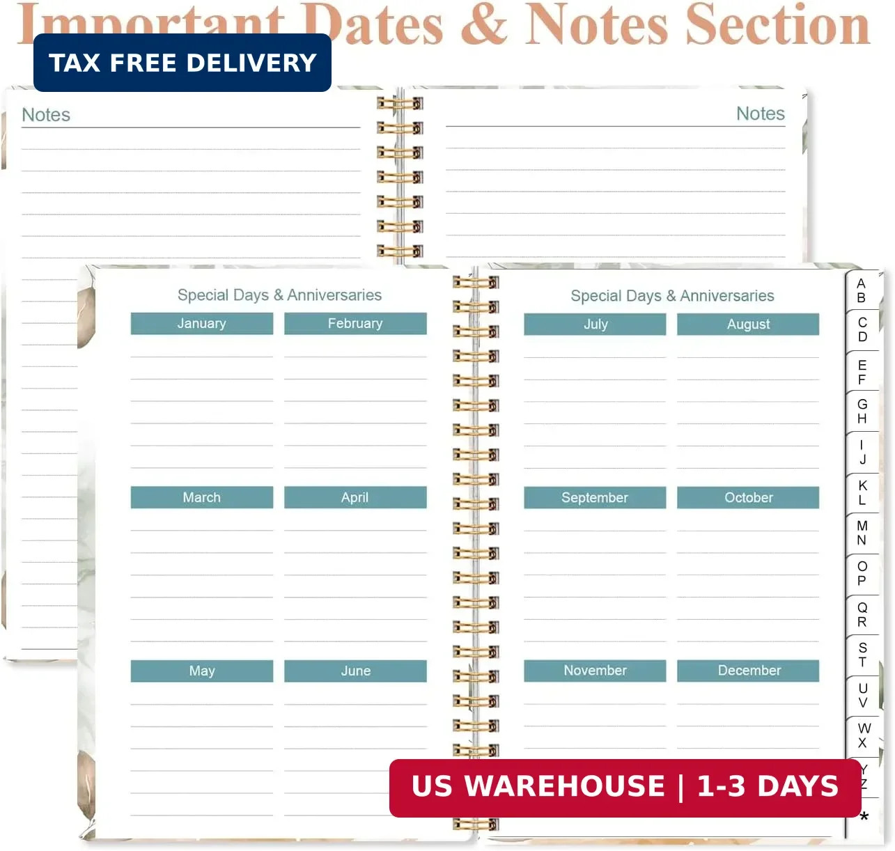 Address Book with Alphabetical Tabs – Small Address Book Spiral with Address Con