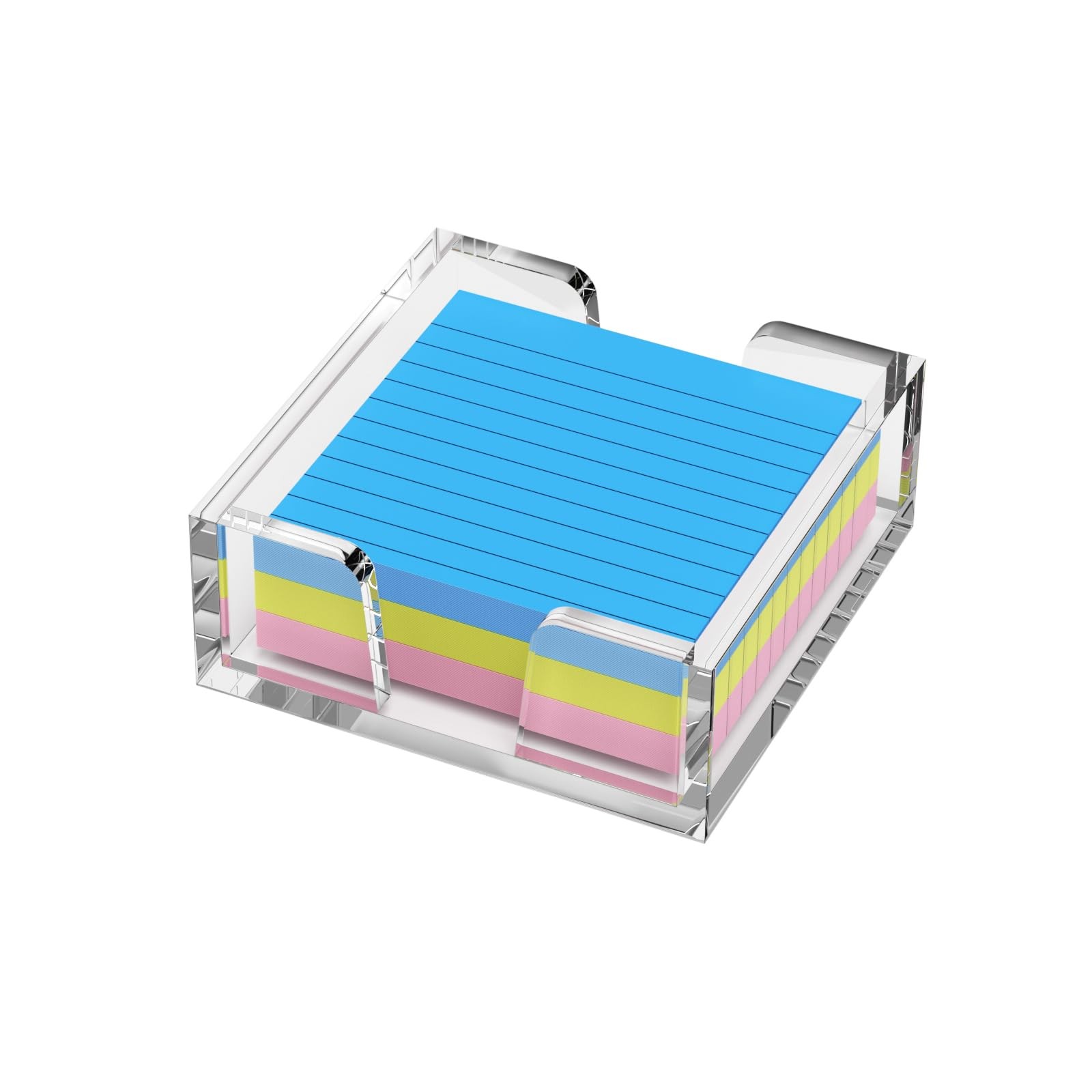 WINFFOR Acrylic Notepad Holder Dispenser – 3×3 in 1-in-1, Crystal Clear
