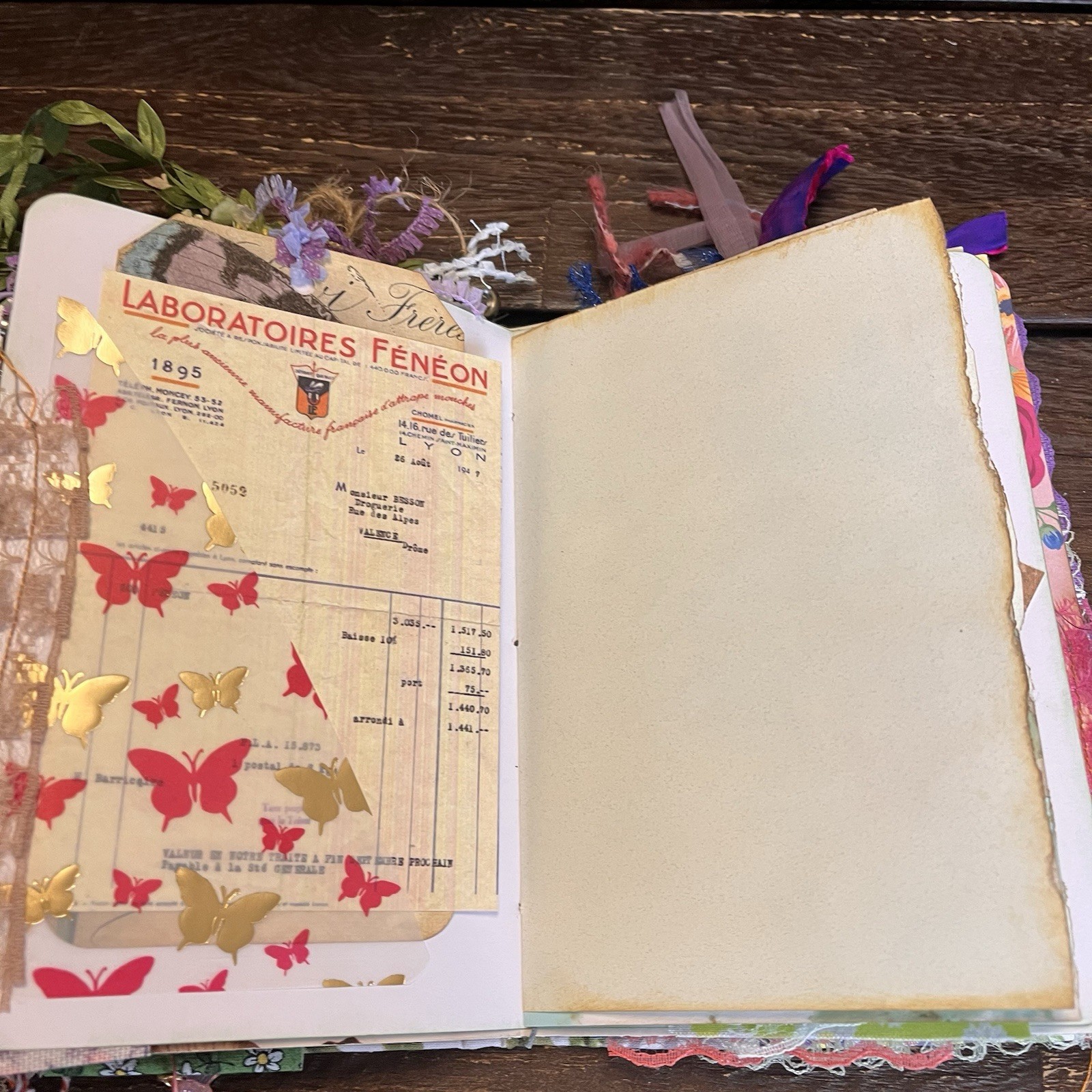 Butterfly Junk Journal Faith Floral Nature Flowers Softcover Decorated 3 Sig