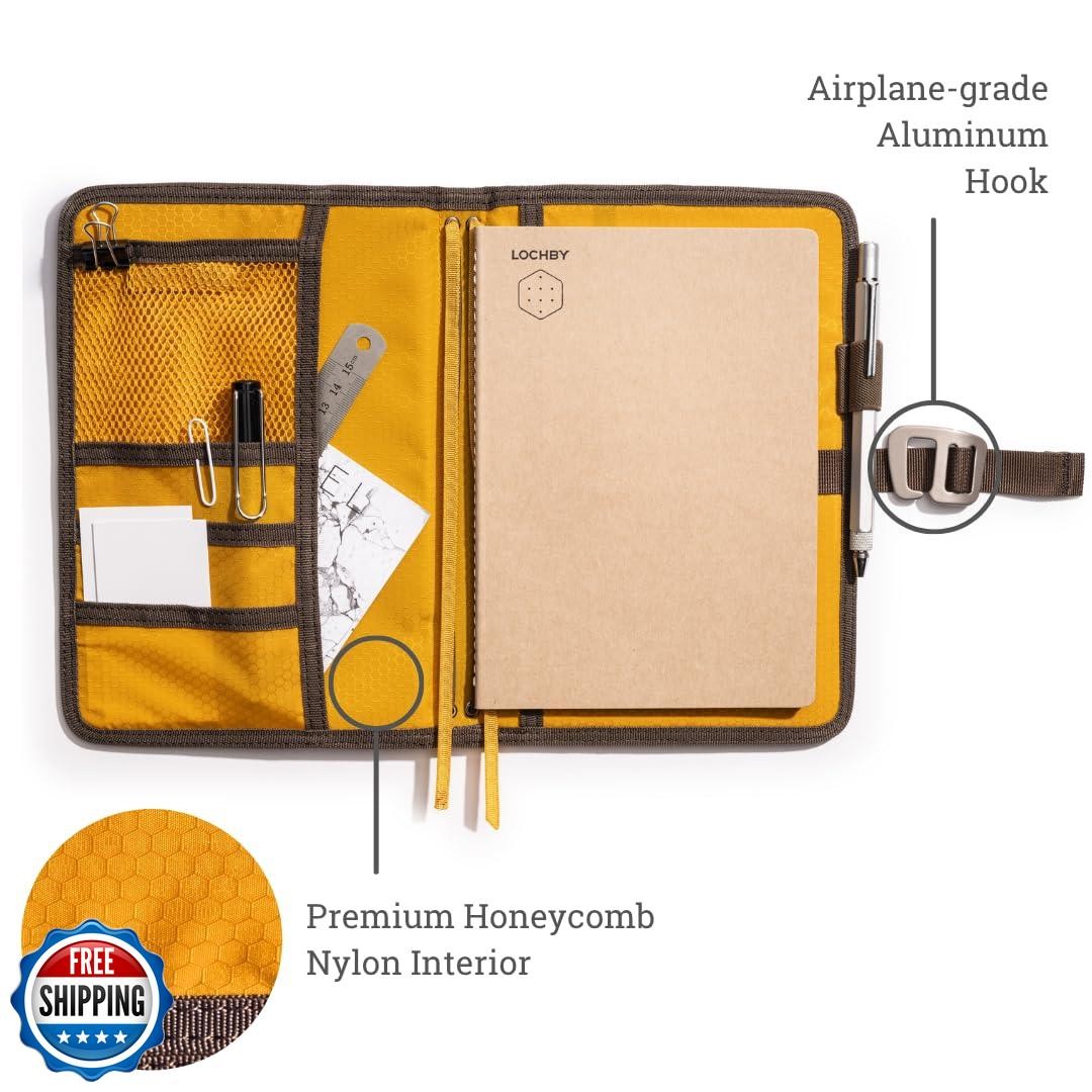 LOCHBY Field Journal A5 Planner Cover | Water Resistant Waxed Canvas | Pen Lo