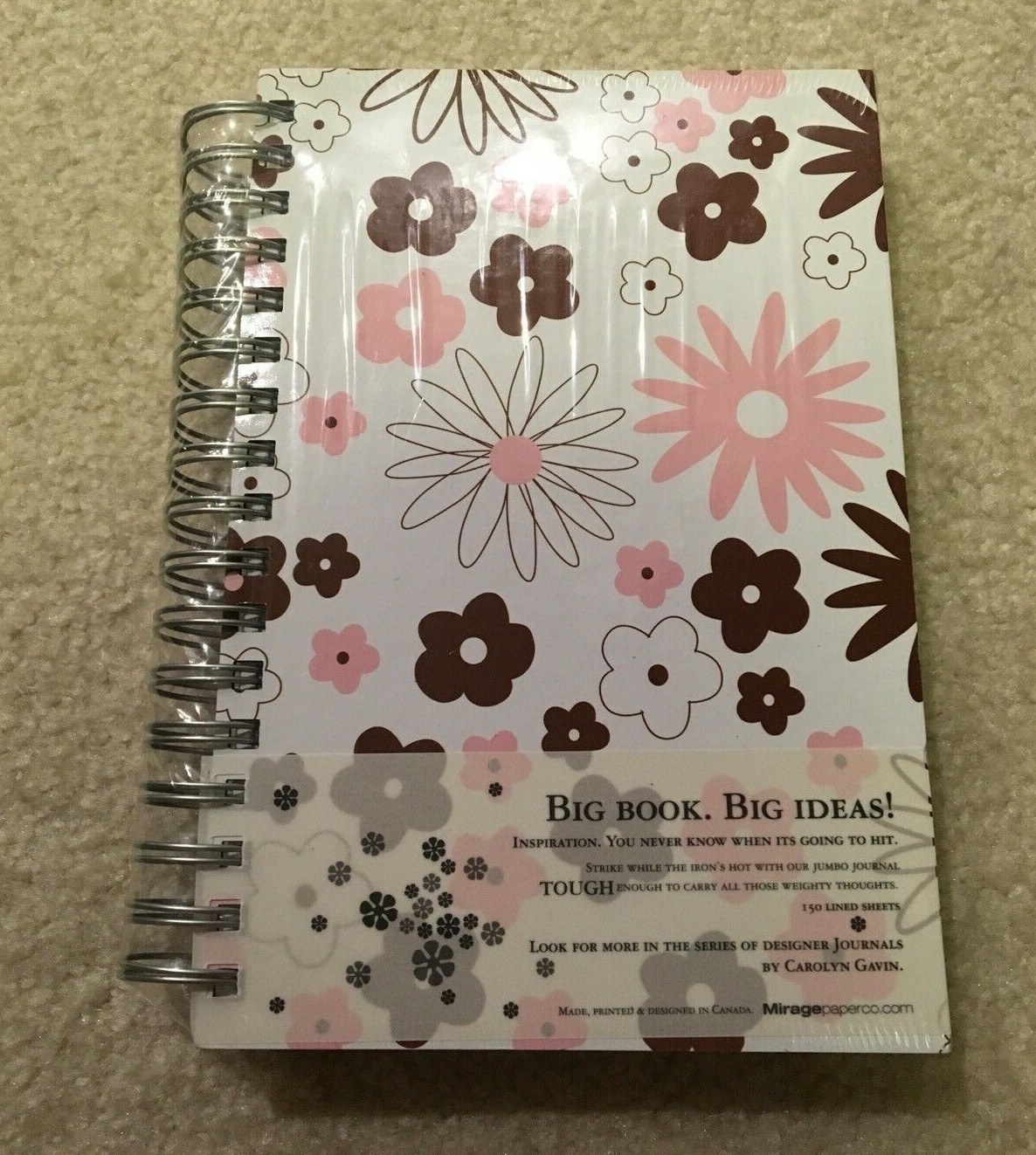 Carolyn Gavin Floral Print Cover Notebook Journal Blank Paper 150 Line Sheets