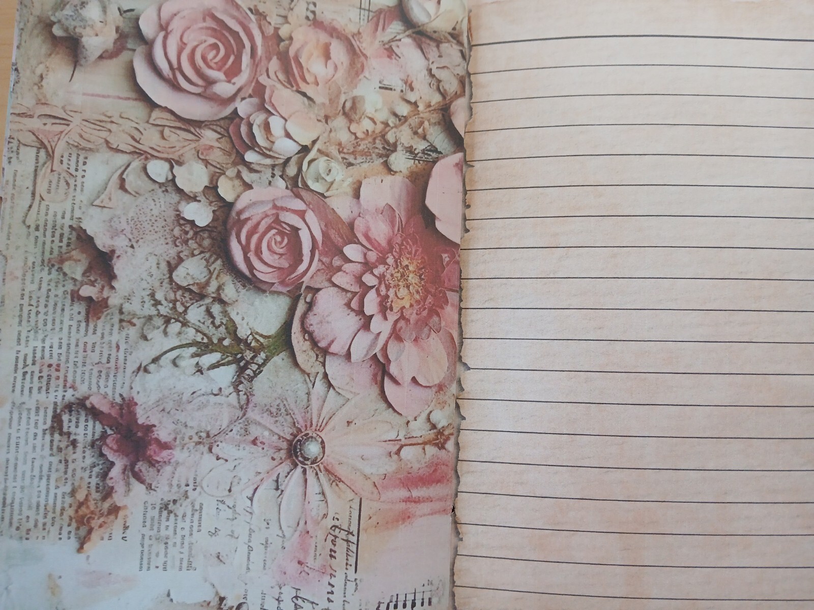 Junk Journal Booklet “3D FLOWERS 2″ Lg 6″x9” 40pg Dimensional Florals In Pink