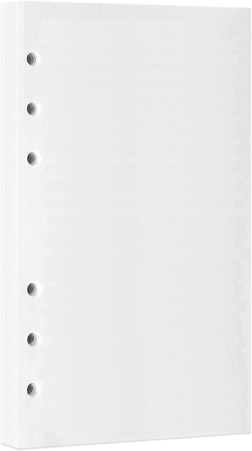 A6 Blank Refill Paper, 100 Sheets, 200 Pages, 6 Hole, 100gsm, 3.75×6.75 inch