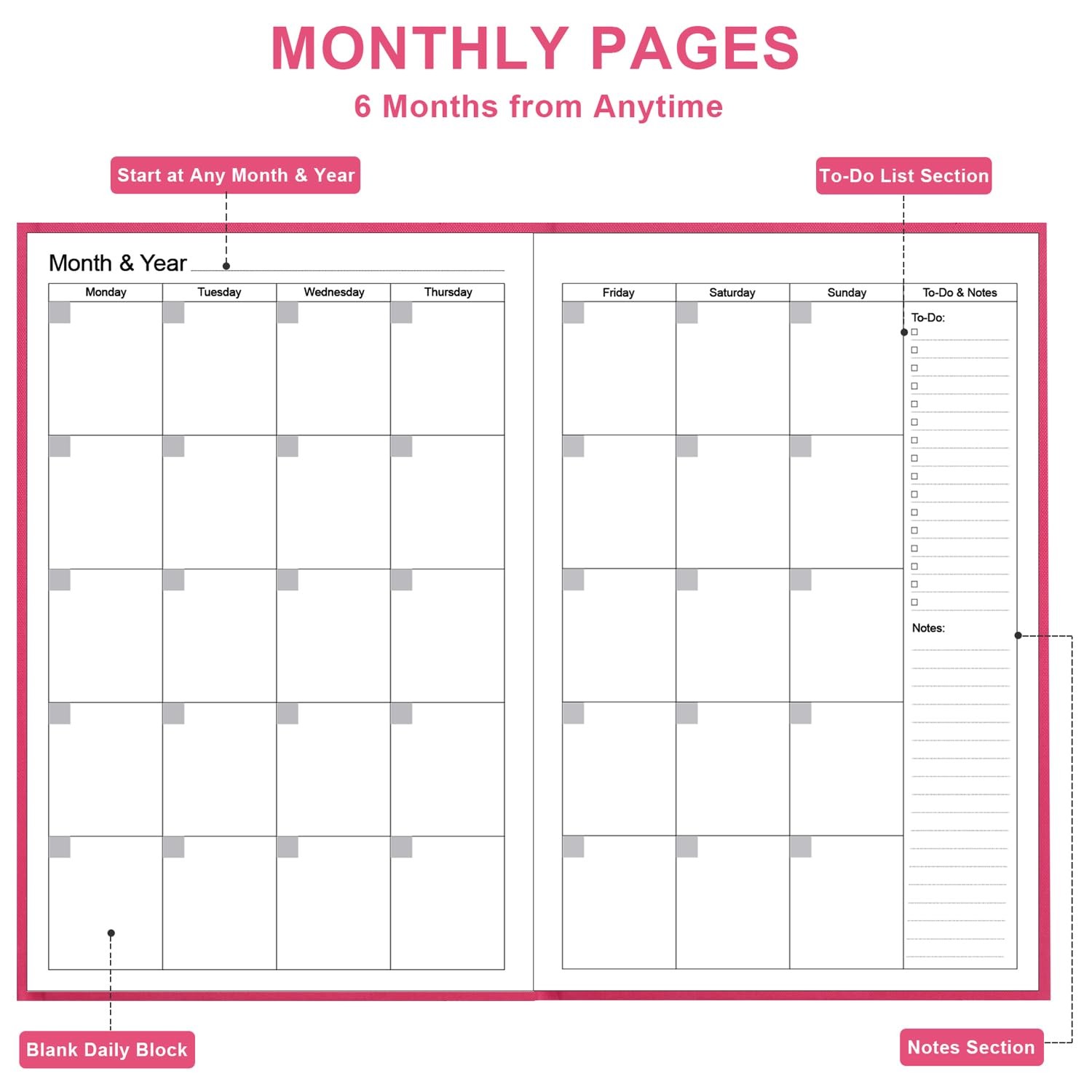 Daily & Monthly Planner for 2026 or Anytime – ADHD Planner Two Pages Per Day,…