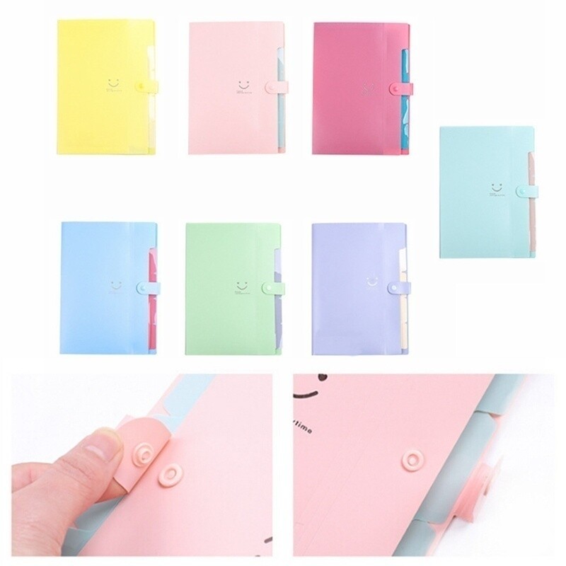 A4 Document Bag File Folder Paper Clip Smile Pocket Office Supplies