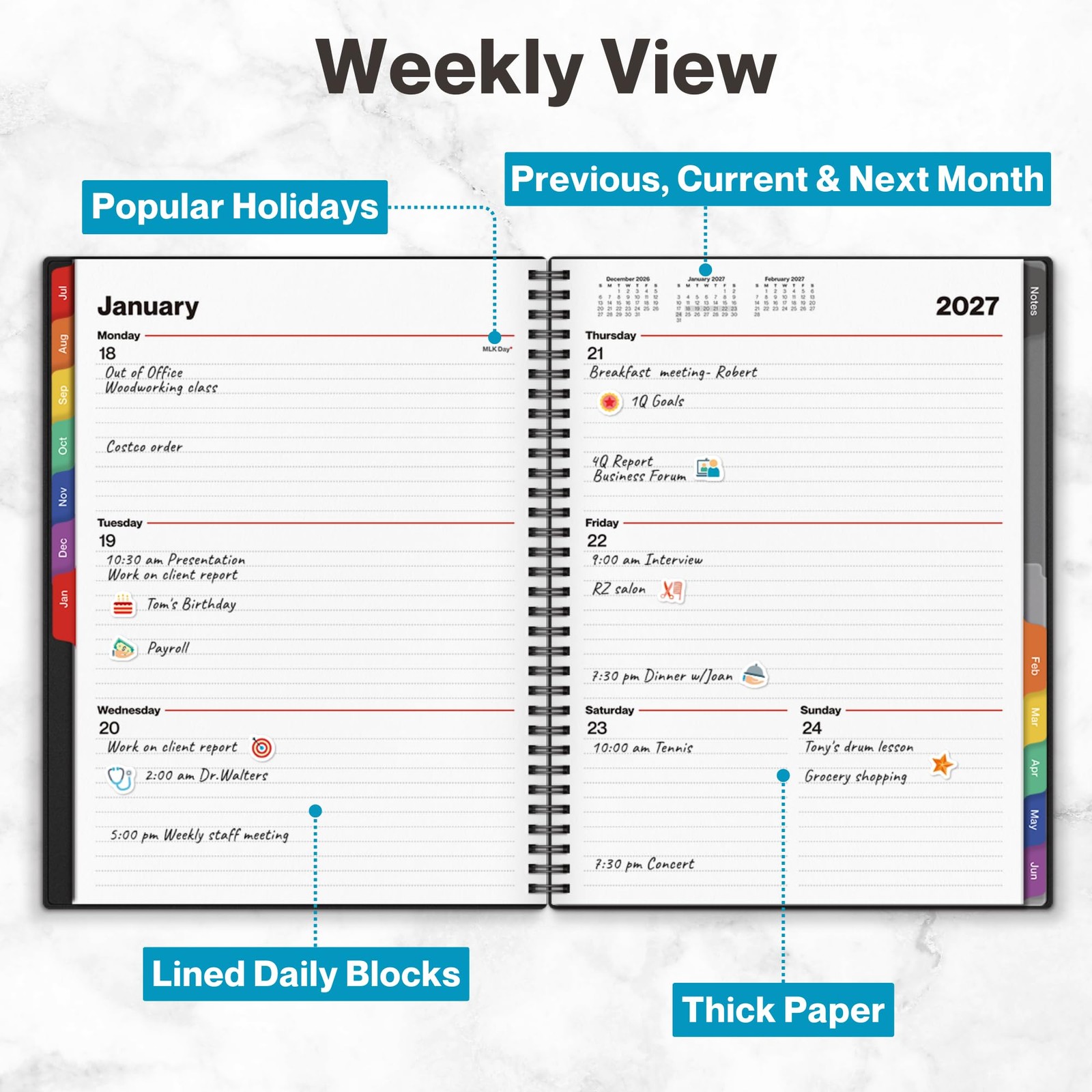 Dunwell Planner 20262027 8.5×11, July 2026 to June 2027, Weekly and Monthly A…