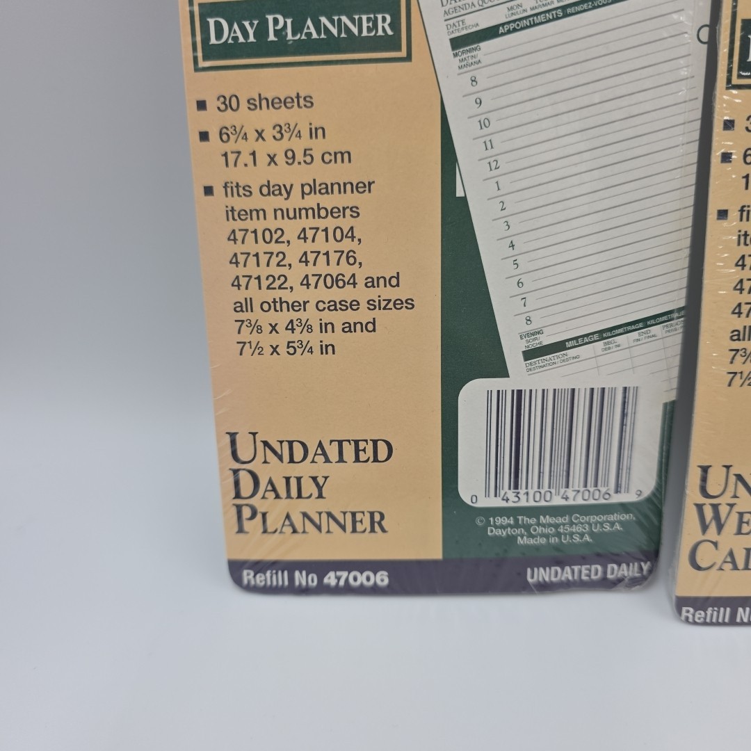 Mead Cambridge Refill Day Planner Daily 47006 Notepad 47024 Weekly 47054 1994