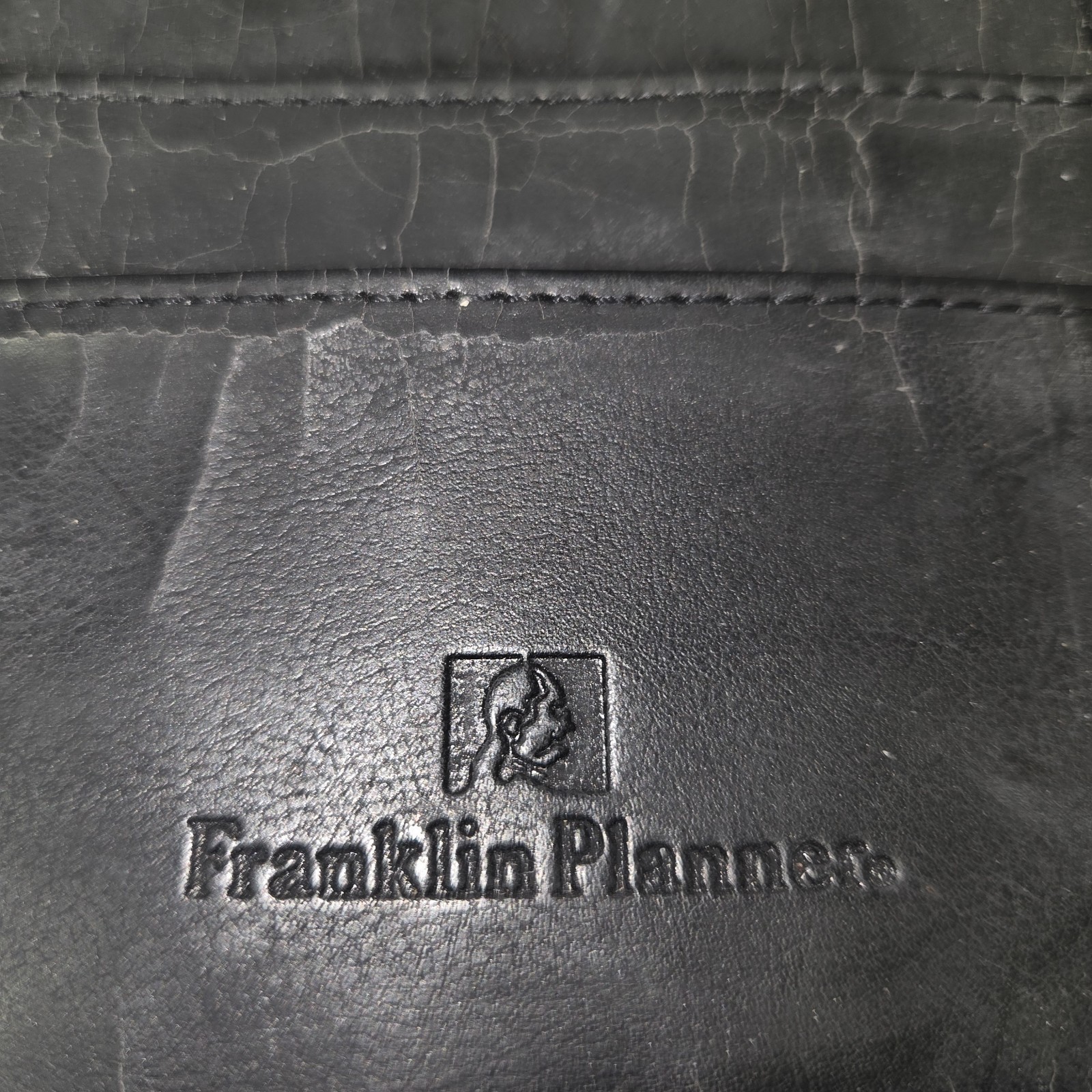 FRANKLIN COVEY Monarch 7-RING Binder Planner Black TOP GRAIN Leather Zipper USA