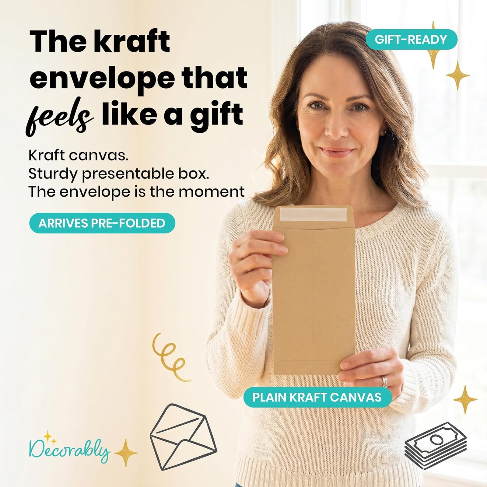 110 Pack Small Kraft Envelopes for Money 6.5 x 3.5 Inches with Self-Adhesive