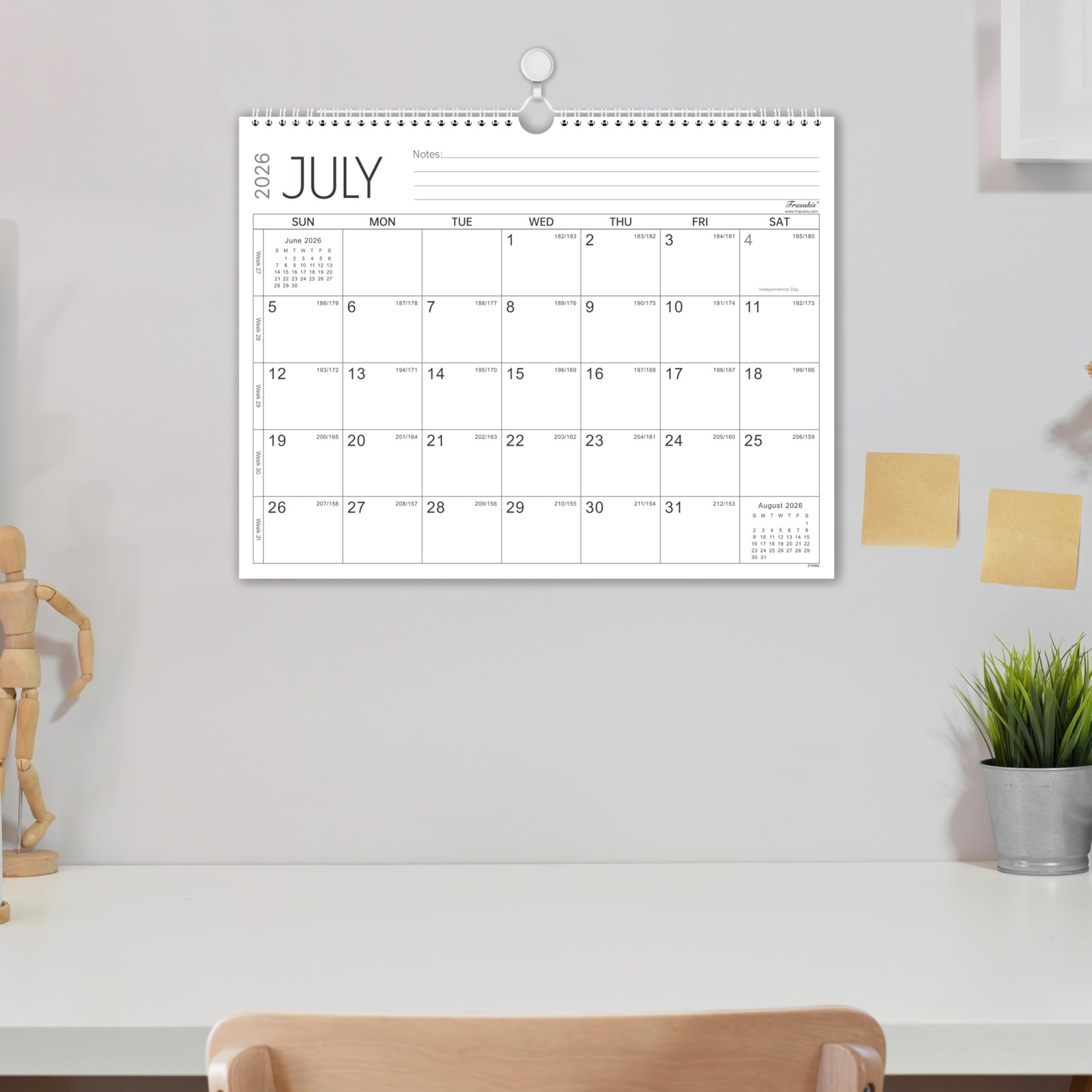 Calendar 2026-2027 – 18 Months Wall 14.8” x 11.5”（26-27 white ）, White