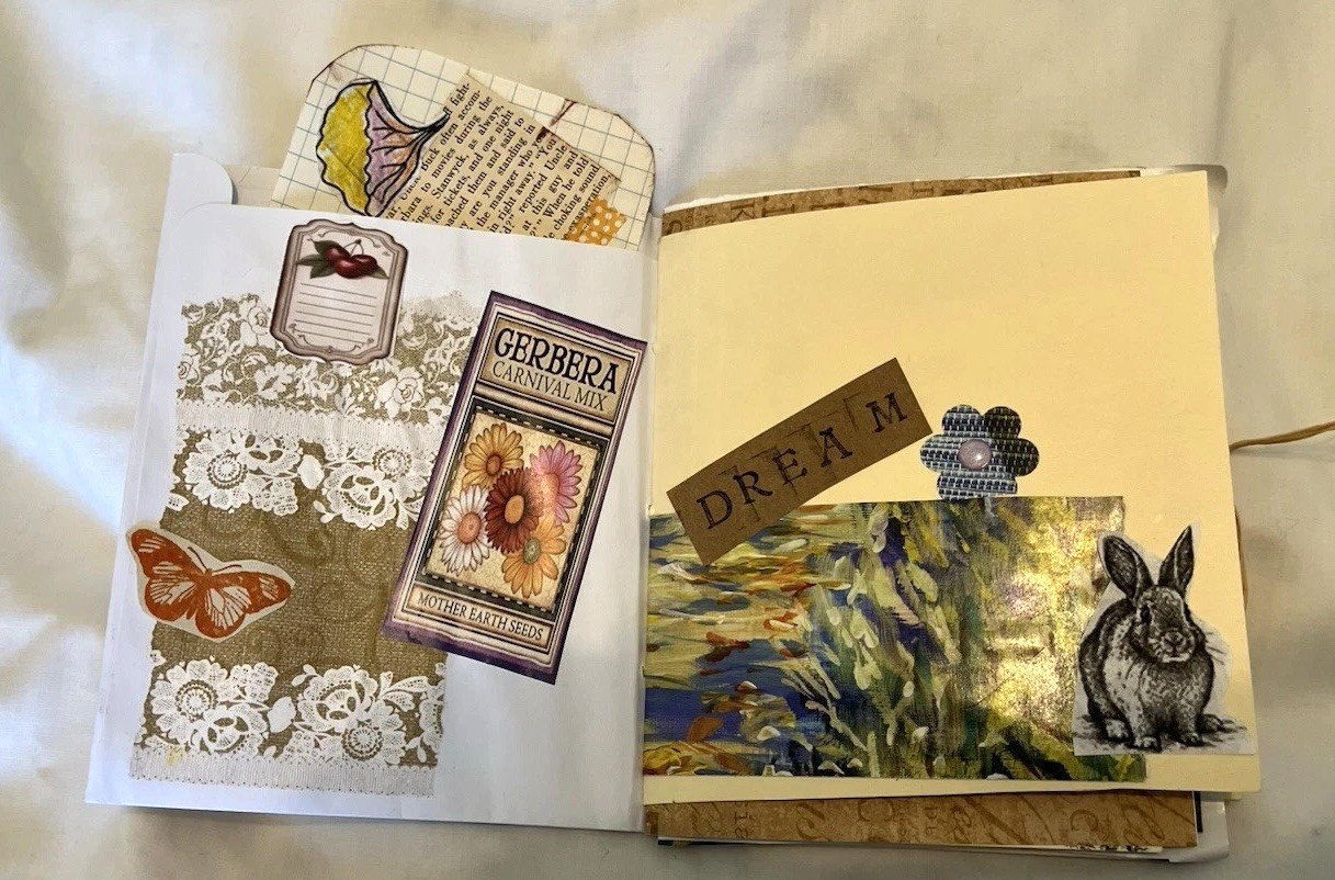 Junk Journal Floral Vintage 5×5” Tuck Spots, Tie Clip,Paper Ephemera Embellished