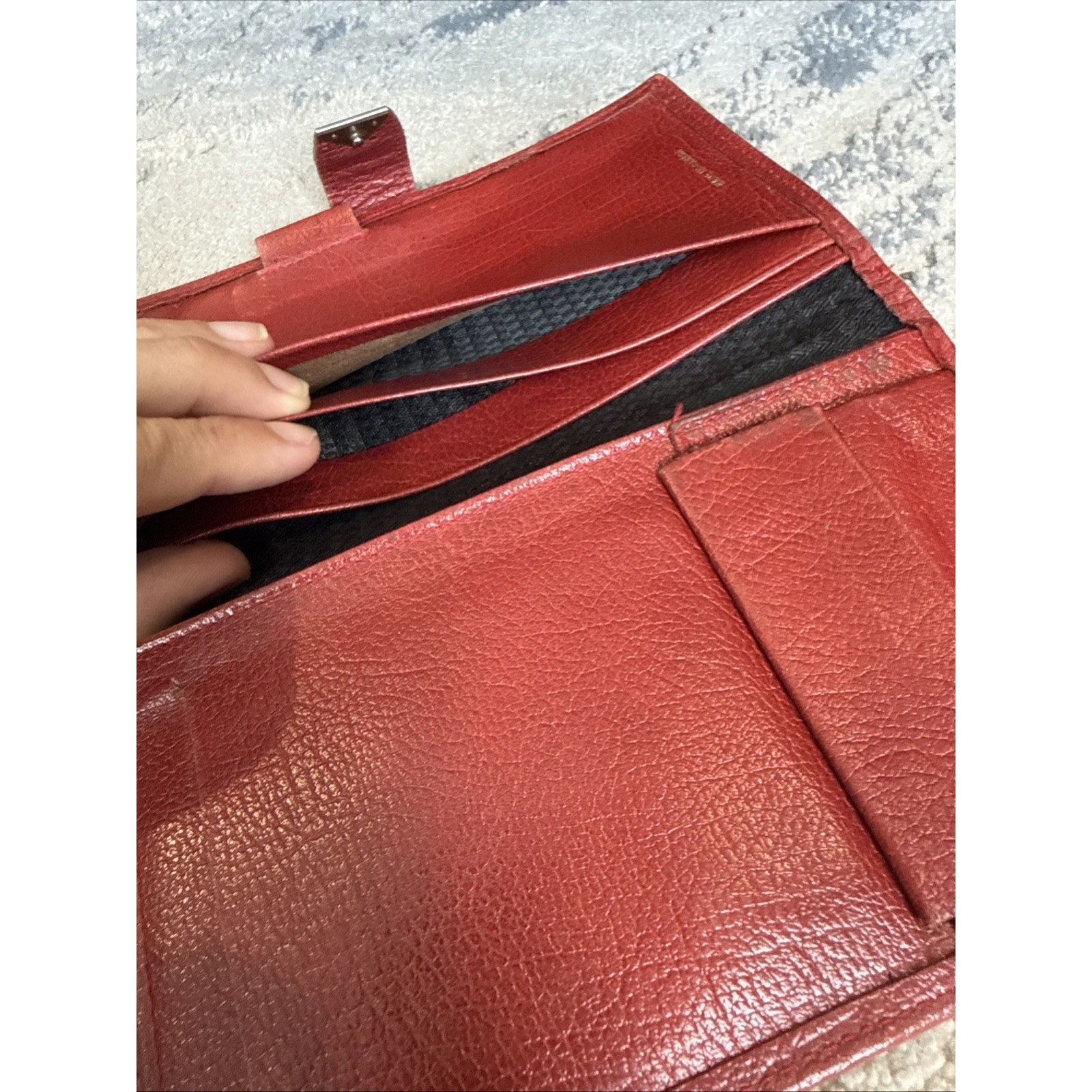 Vintage Pocket Day-Timer organizer Antique Calf Leather Red