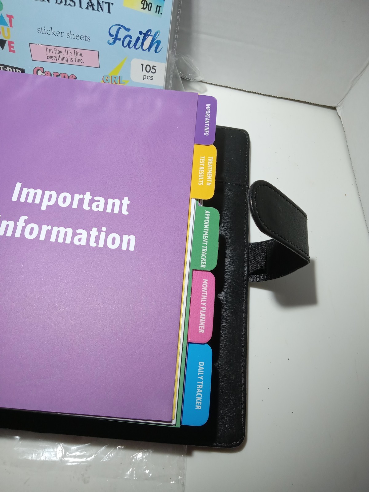 4 In 1 Cancer Journal Planner 365 Days Binder, With encouragement stickers