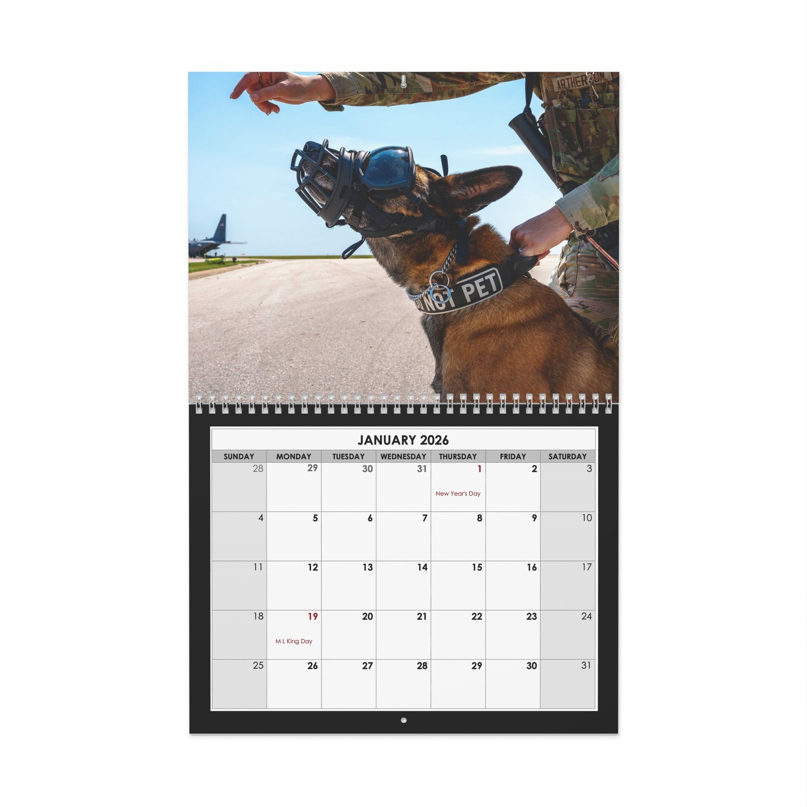 Military Dogs Wall Calendar 2026, Dog Lover Gift, K9 Calendar