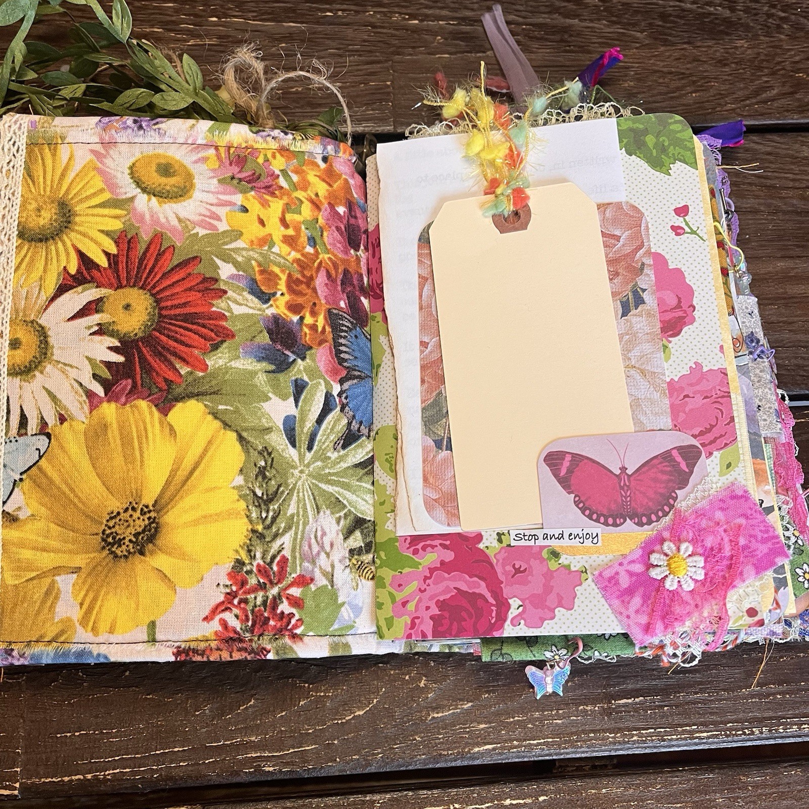 Butterfly Junk Journal Faith Floral Nature Flowers Softcover Decorated 3 Sig