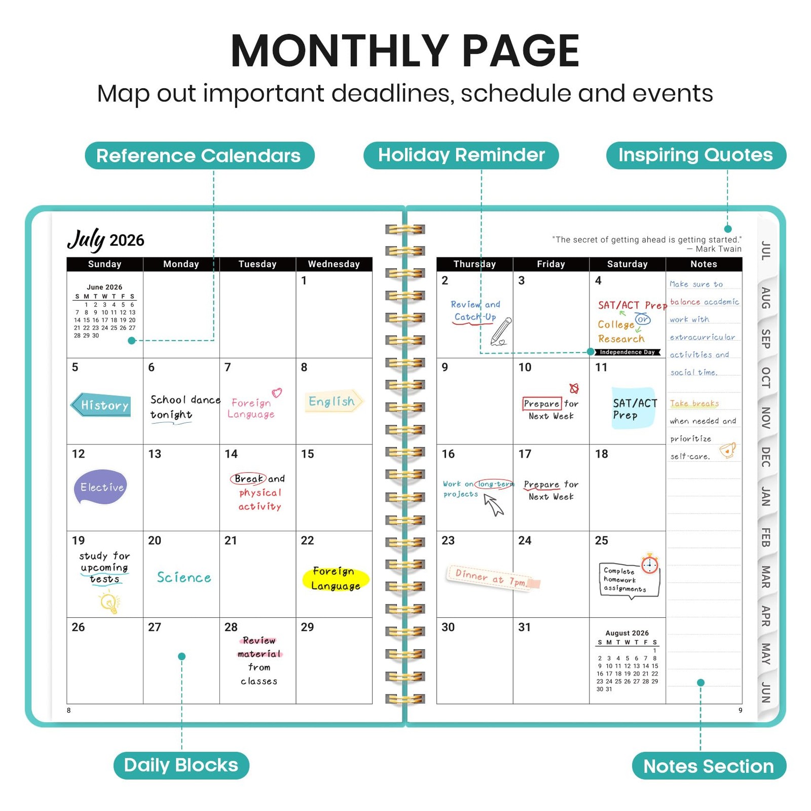 Planner 2026-2027 for Women & Men, Academic Monthly and Weekly Calendar Planner